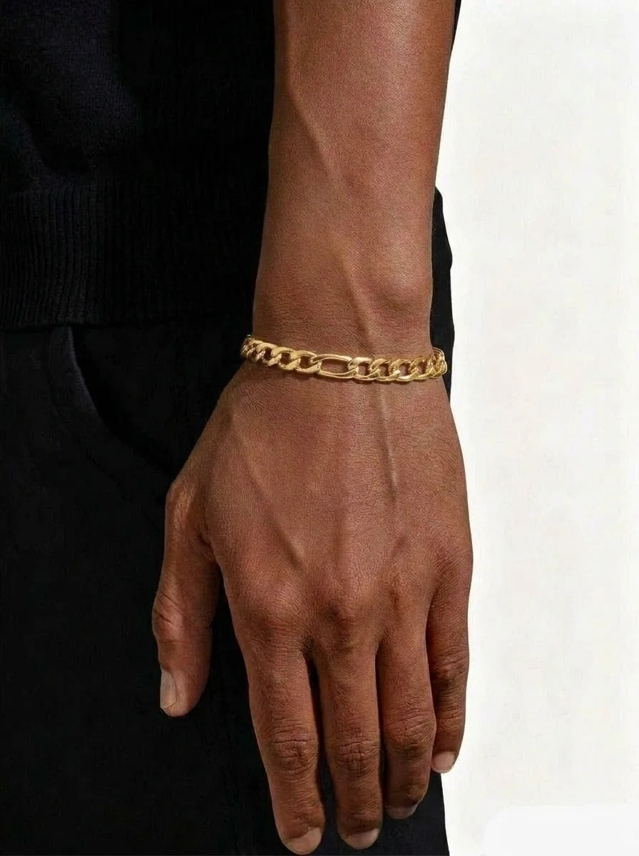 7MM Figaro Bracelet 14K Gold - chain (view 2 of 4)