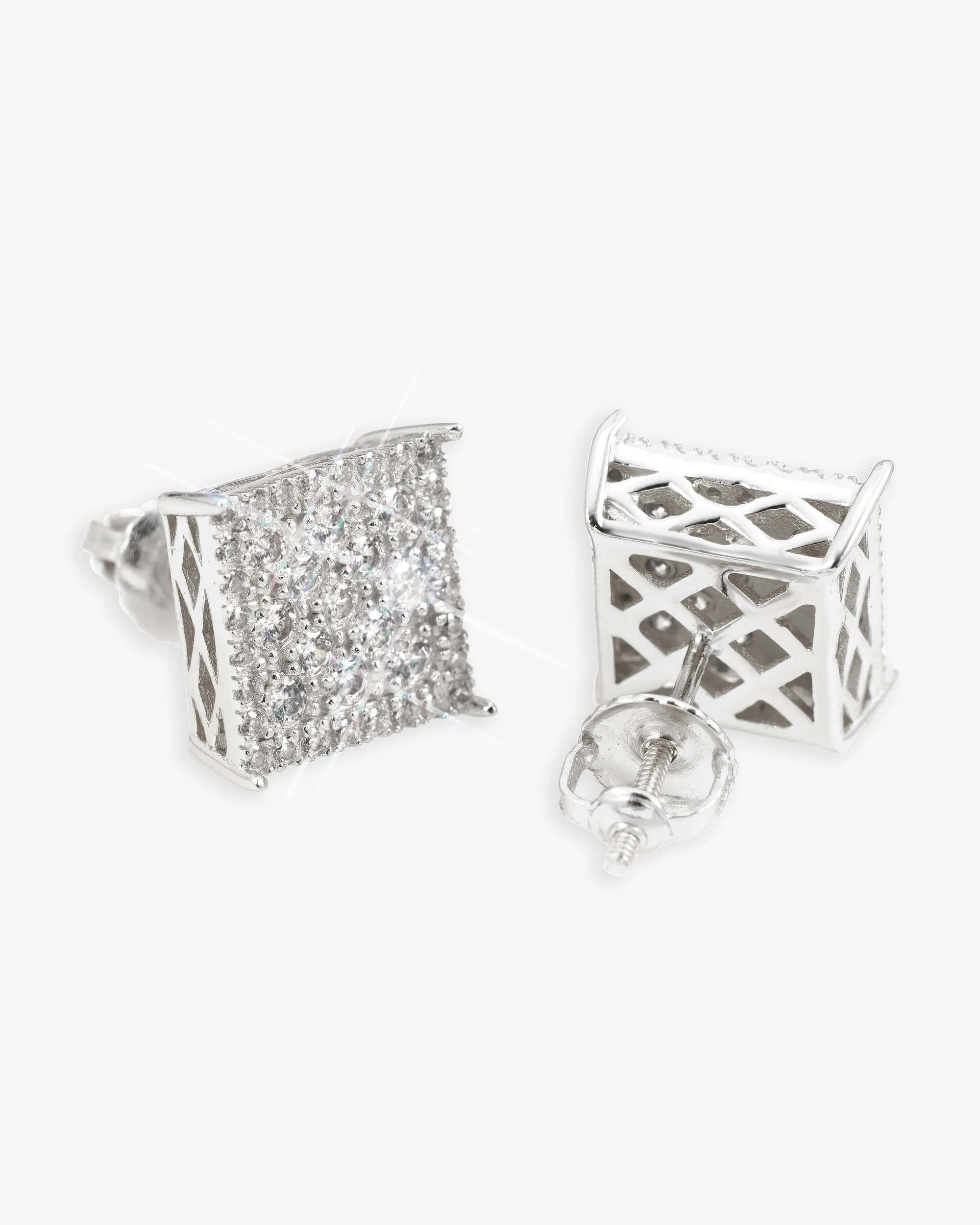 7MM Iced Out VVS Square Pointer Earrings 14K Gold