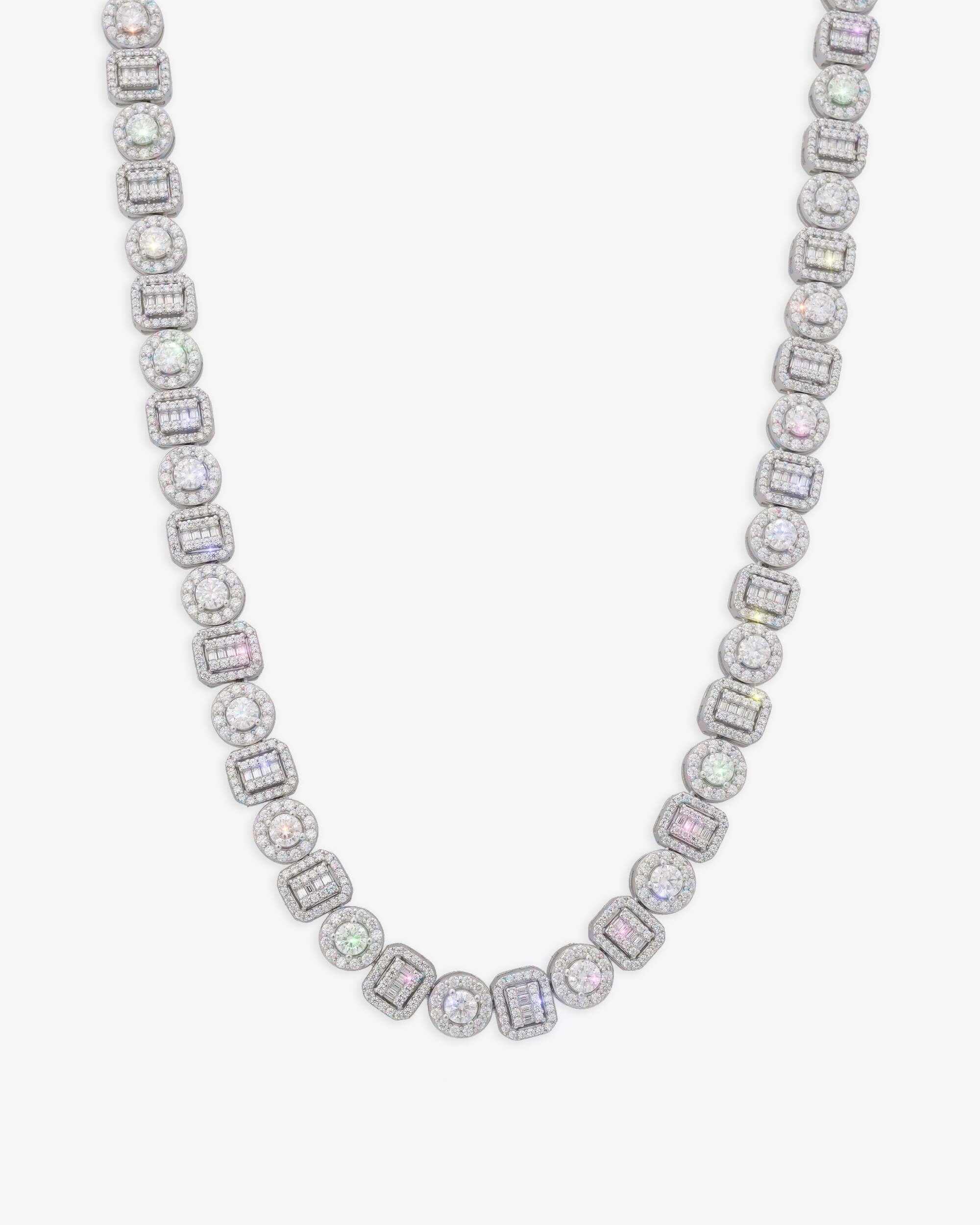 8.5MM Moissanite Mixed Cut Chain - in white gold