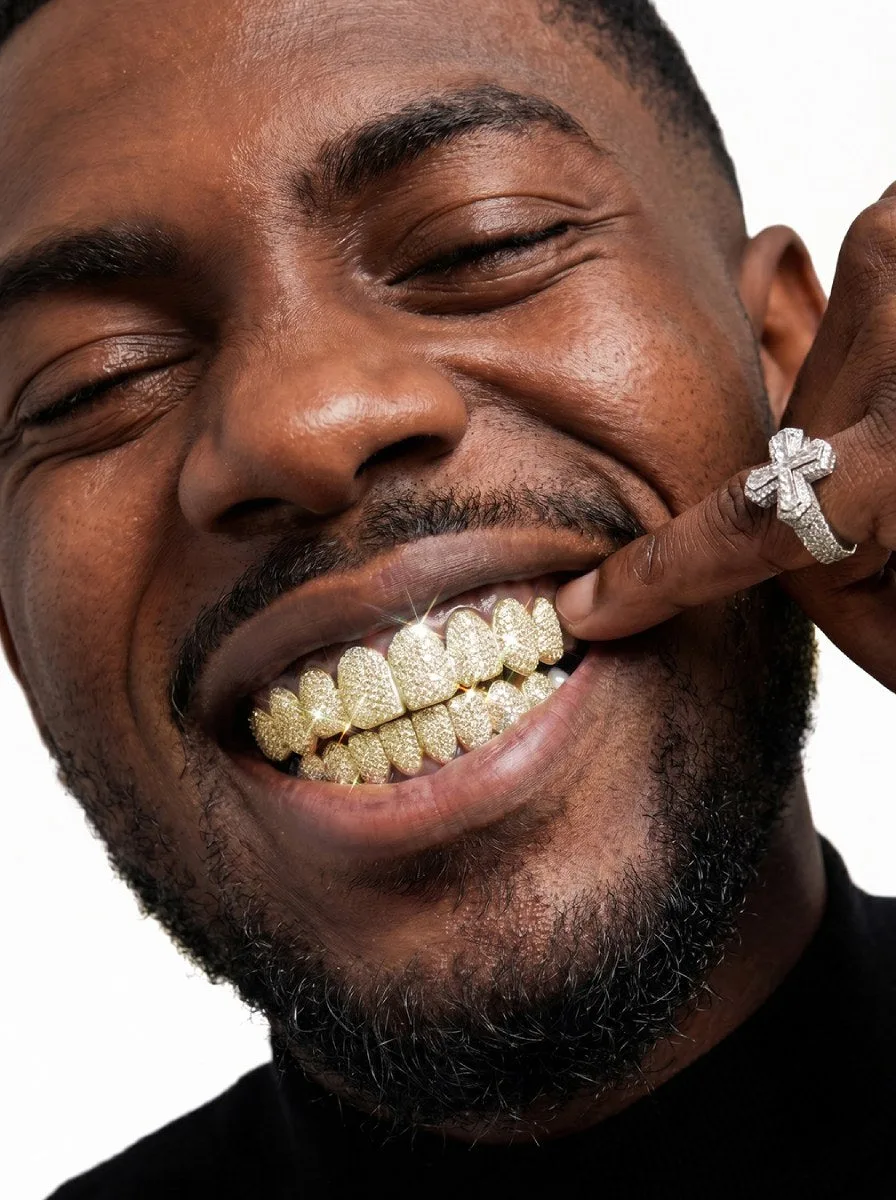 8 on 8 VVS Moissanite Diamond Grillz - in white gold (view 5 of 9)