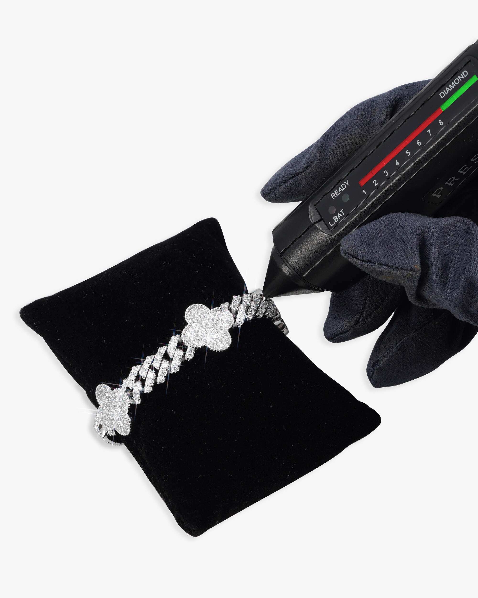 8MM Four Leaf Moissanite Cuban Link Bracelet 14K Gold (view 4 of 12)