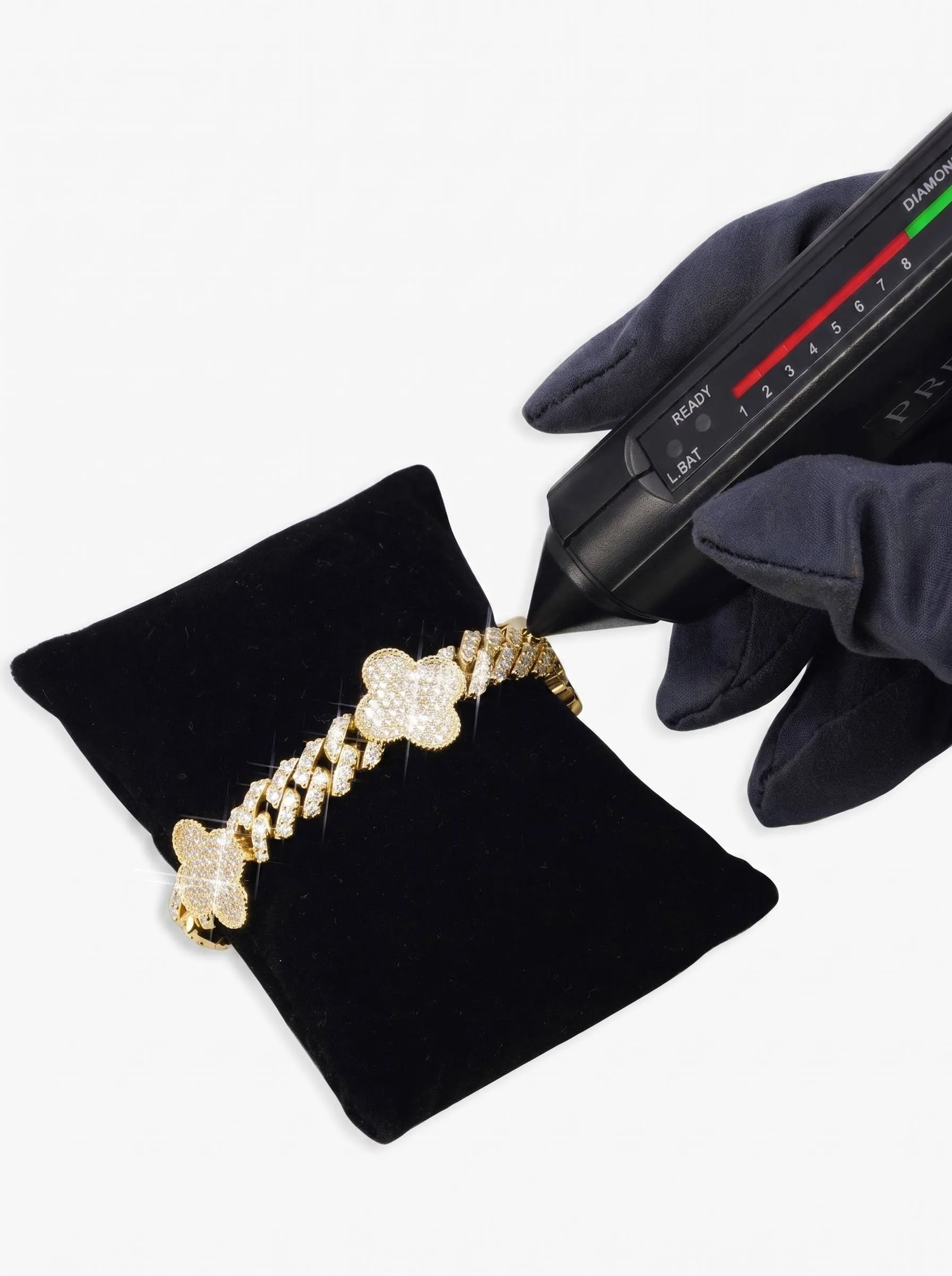 8MM Four Leaf Moissanite Cuban Link Bracelet 14K Gold (view 8 of 12)