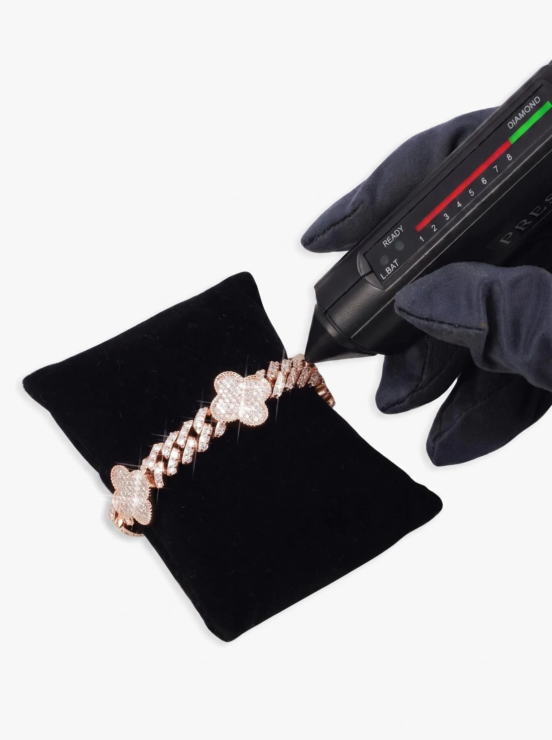 8MM Four Leaf Moissanite Cuban Link Bracelet 14K Gold (view 12 of 12)