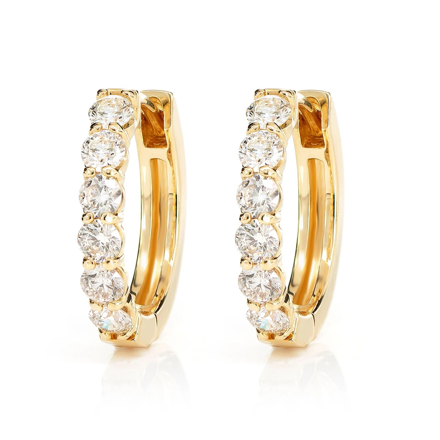 8pt Diamond Hoop Earrings - in yellow gold