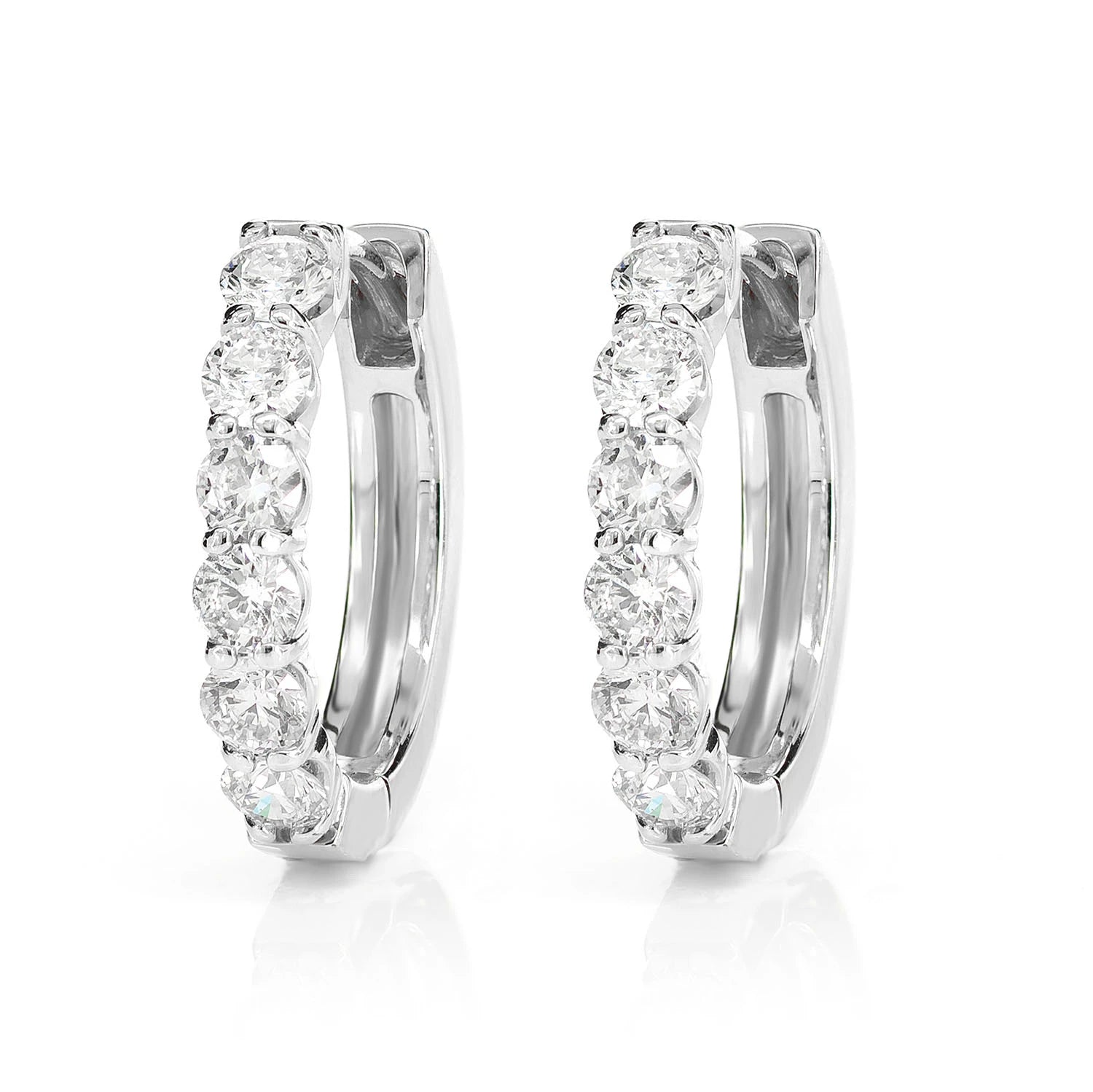 8pt Diamond Hoop Earrings - in yellow gold (view 3 of 6)