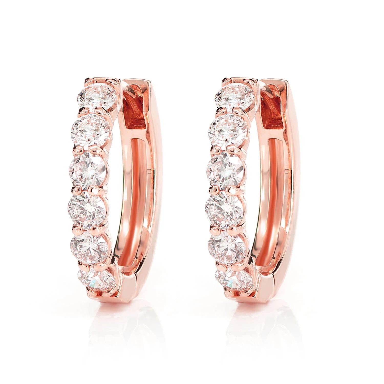 8pt Diamond Hoop Earrings - in yellow gold (view 5 of 6)