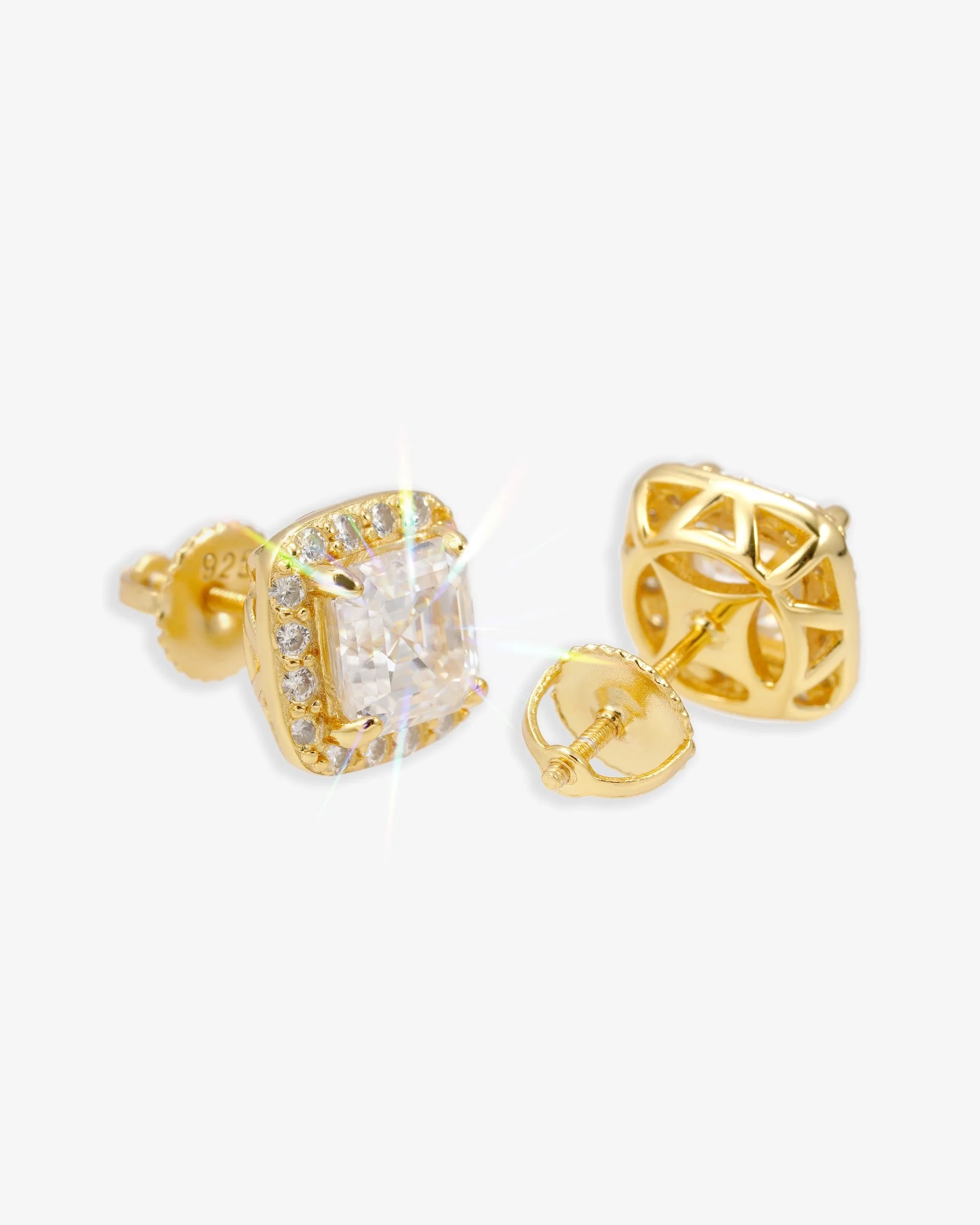 9MM Moissanite Halo Stud Earrings 14K Gold (view 4 of 7)