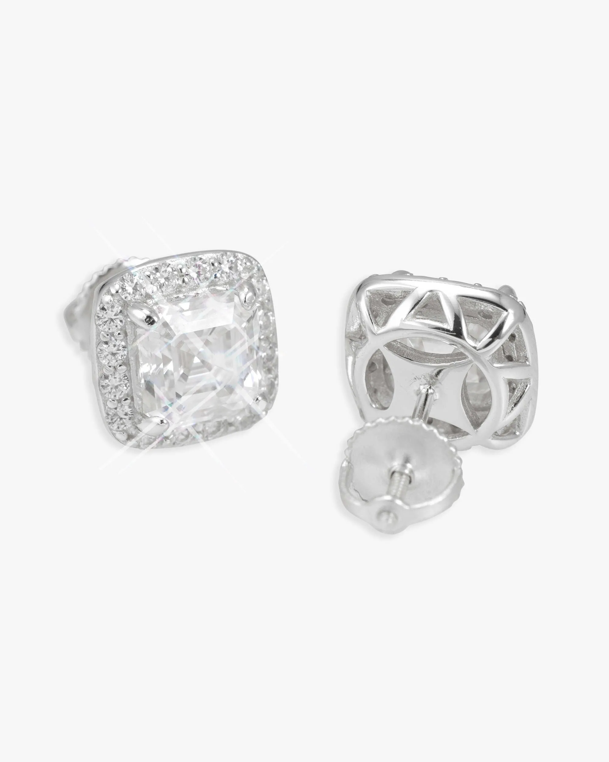 9MM Iced Out VVS Halo Stud Earrings 14K Gold