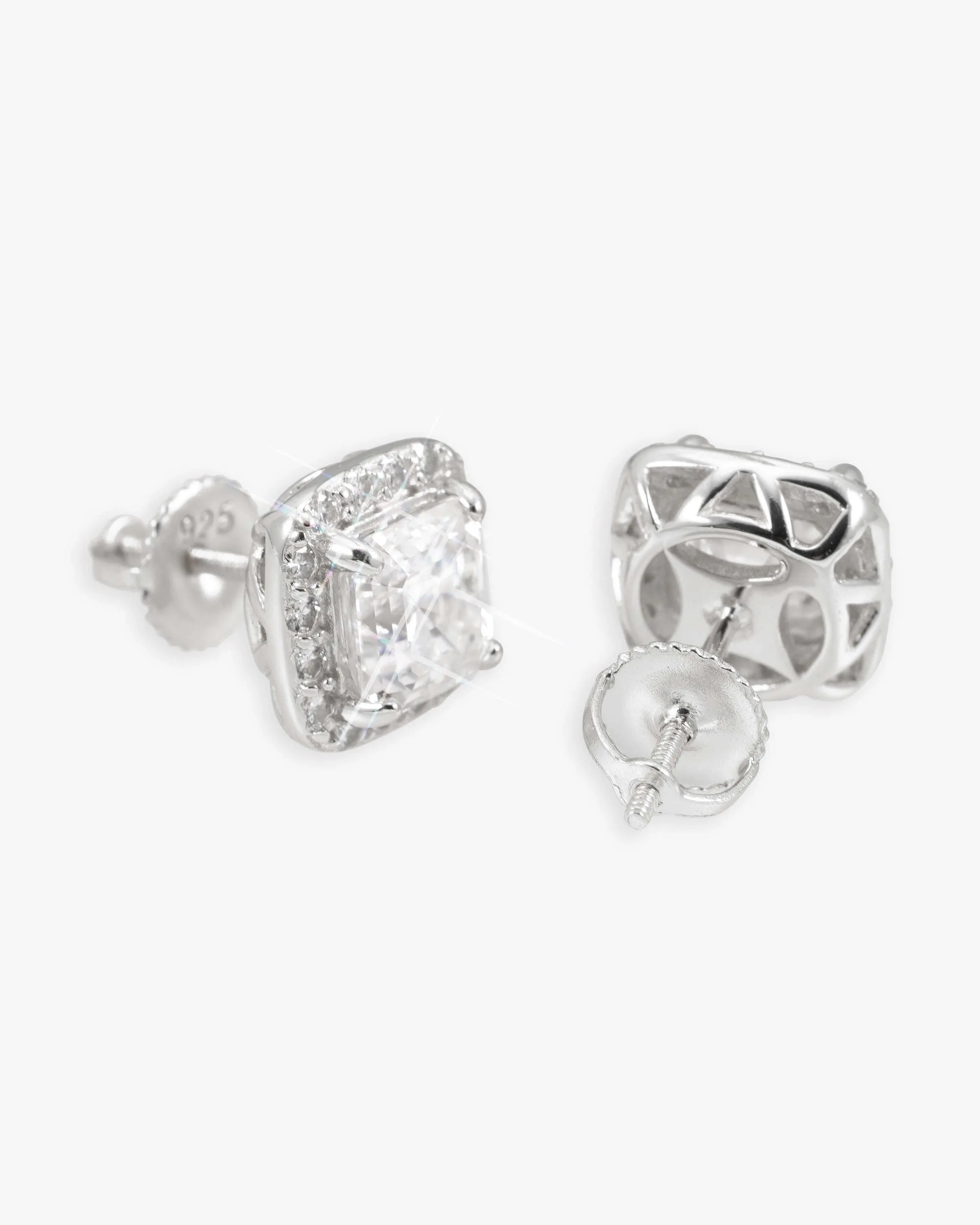 9MM Iced Out VVS Halo Stud Earrings 14K Gold (view 3 of 3)