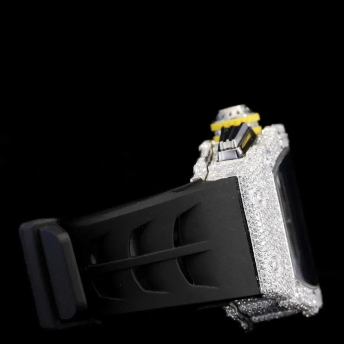 Aesthetic Automatic Moissanite Watch With Black Rubber Belt For Men (view 3 of 5)