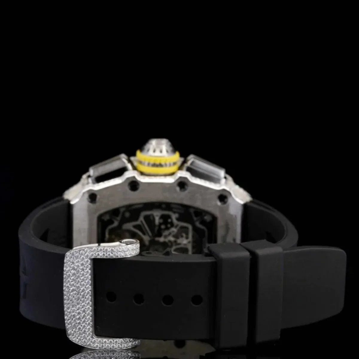 Aesthetic Automatic Moissanite Watch With Black Rubber Belt For Men (view 5 of 5)