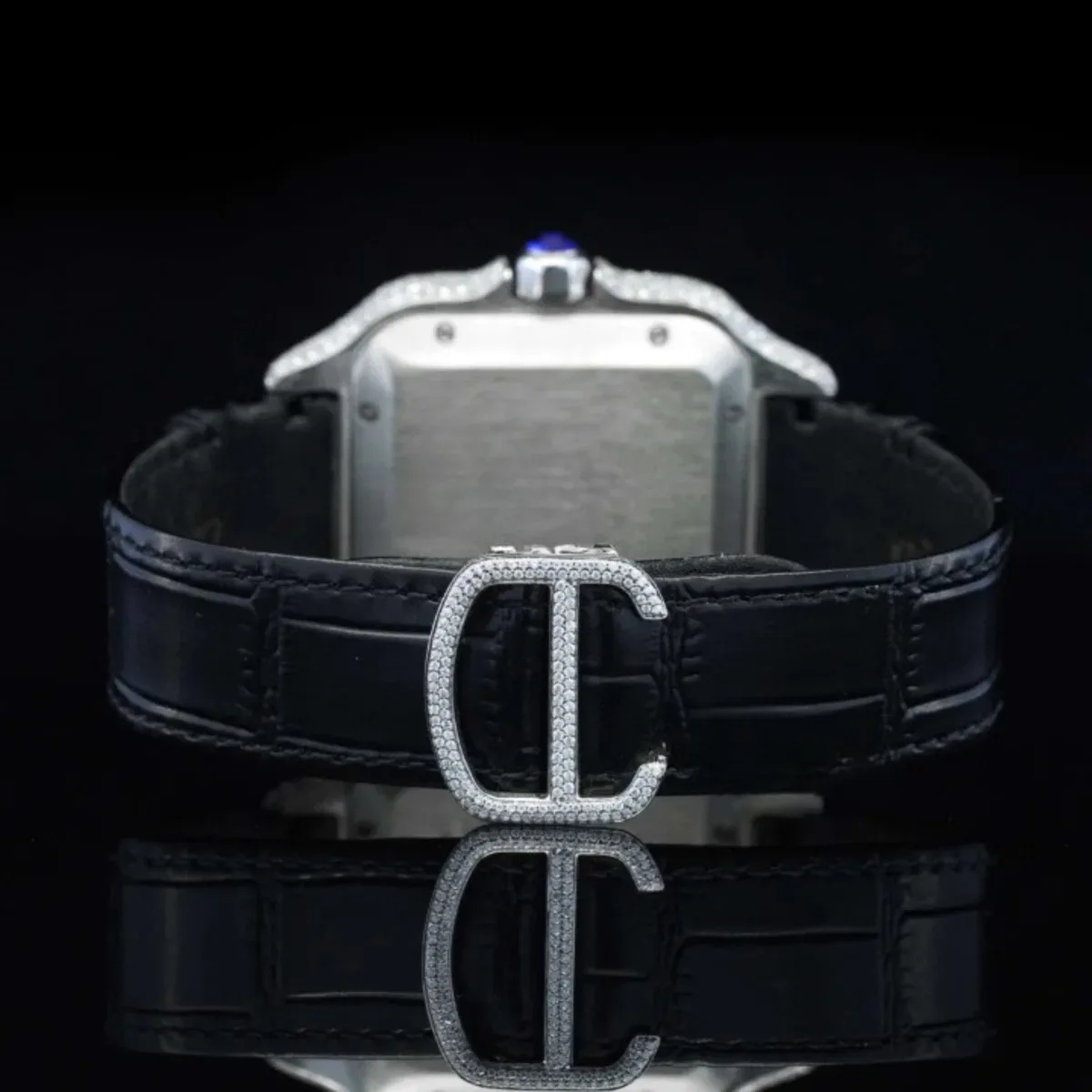 Aesthetic Leather Belt Moissanite Watch For Men (view 4 of 4)