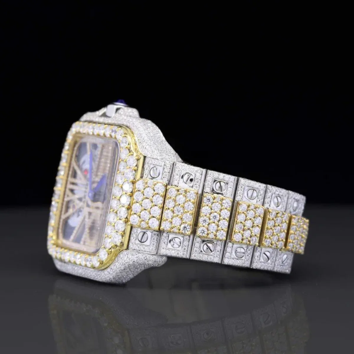 Aesthetic Two Tone Moissanite Watch For Men Automatic Movement (view 5 of 6)