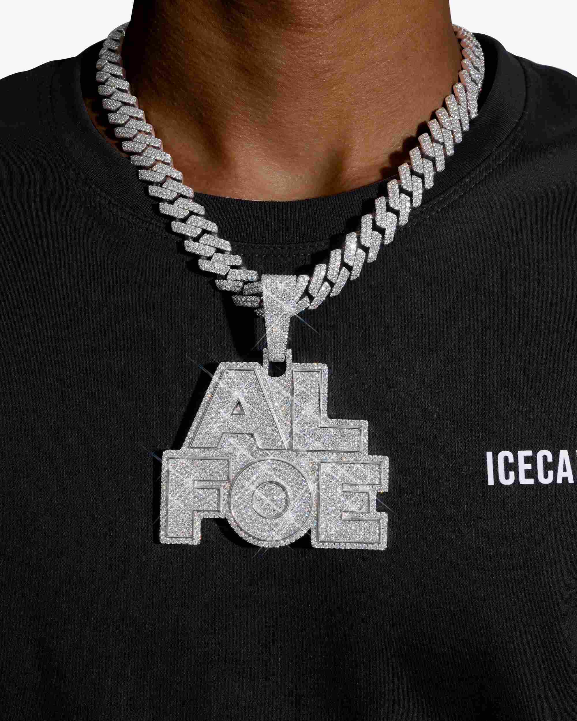 "AL FOE" Moissanite Custom Name Pendant 14K Gold (view 2 of 3)