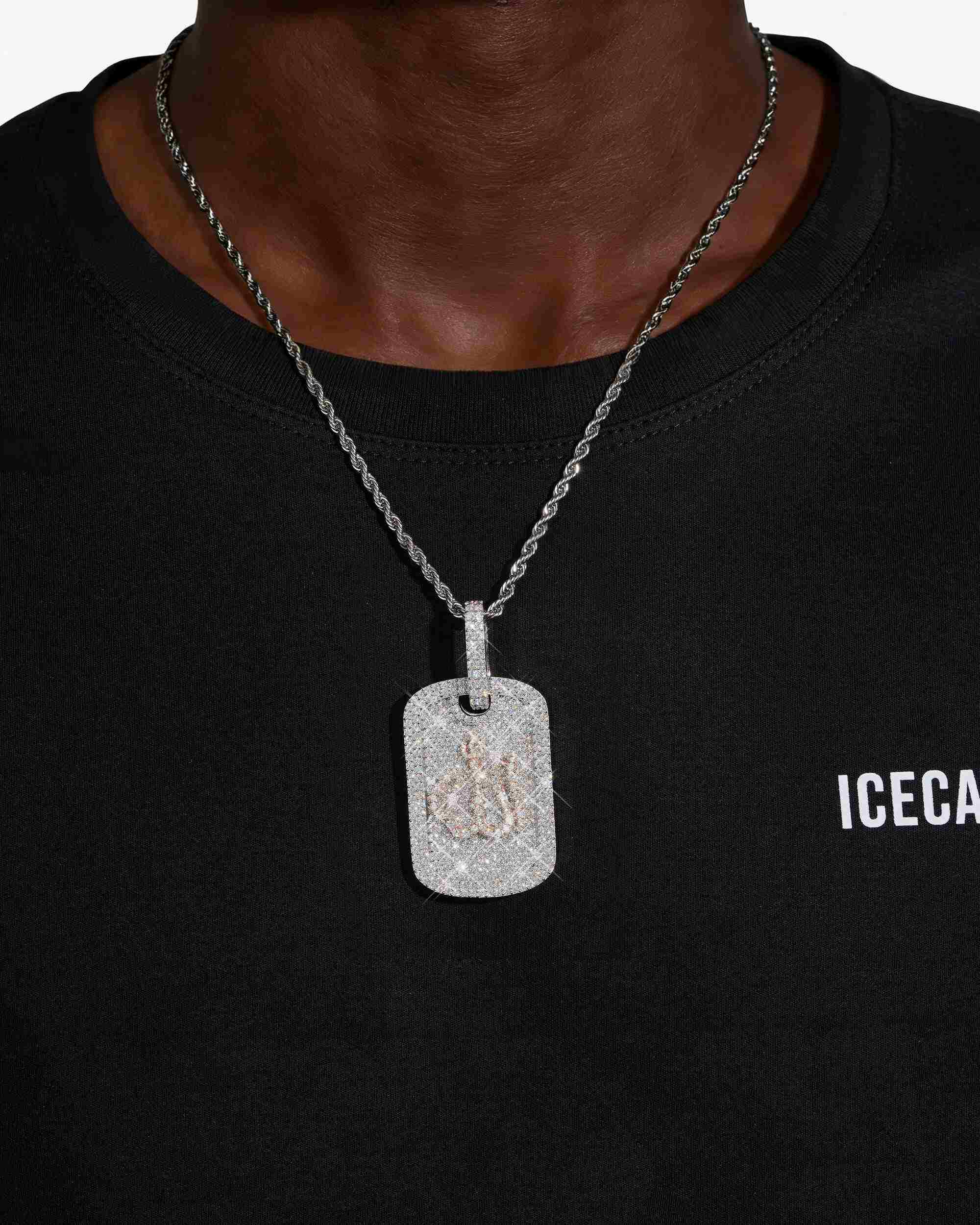Custom "ALLAH" Dog Tag Pendant 14K Gold (view 2 of 4)