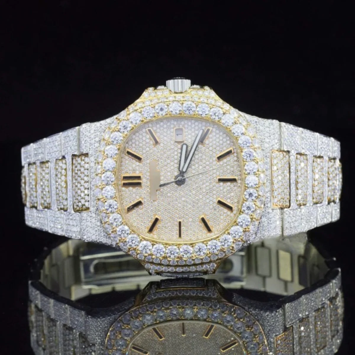 Amazing Mens Moissanite Watch Fully Iced Out For Men