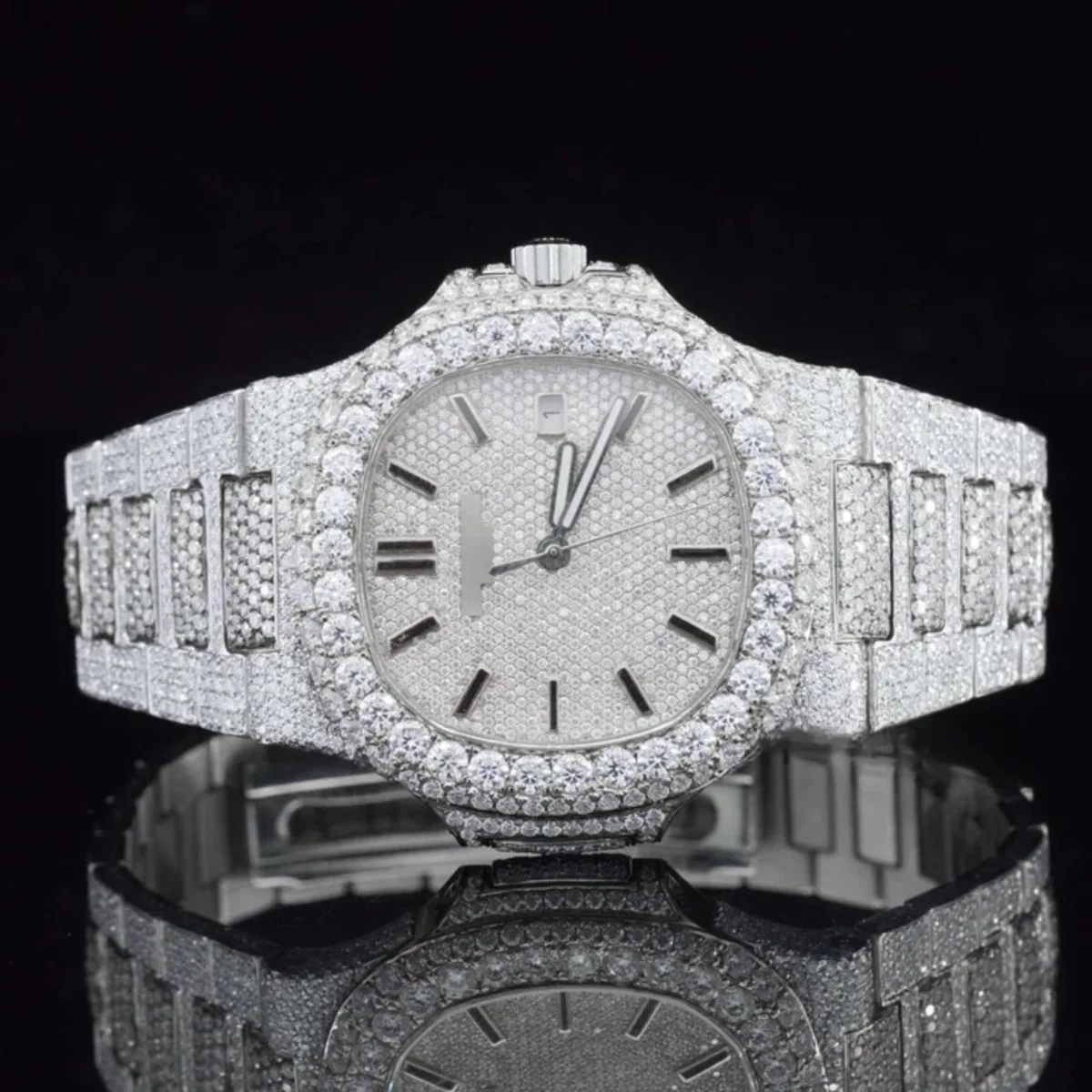 Amazing Mens Moissanite Watch Fully Iced Out For Men (view 3 of 6)