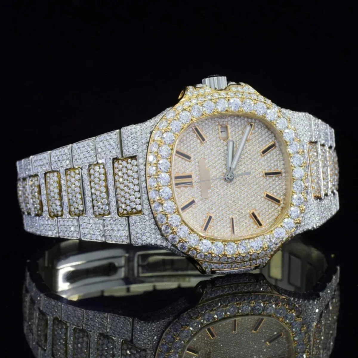 Amazing Mens Moissanite Watch Fully Iced Out For Men (view 4 of 6)