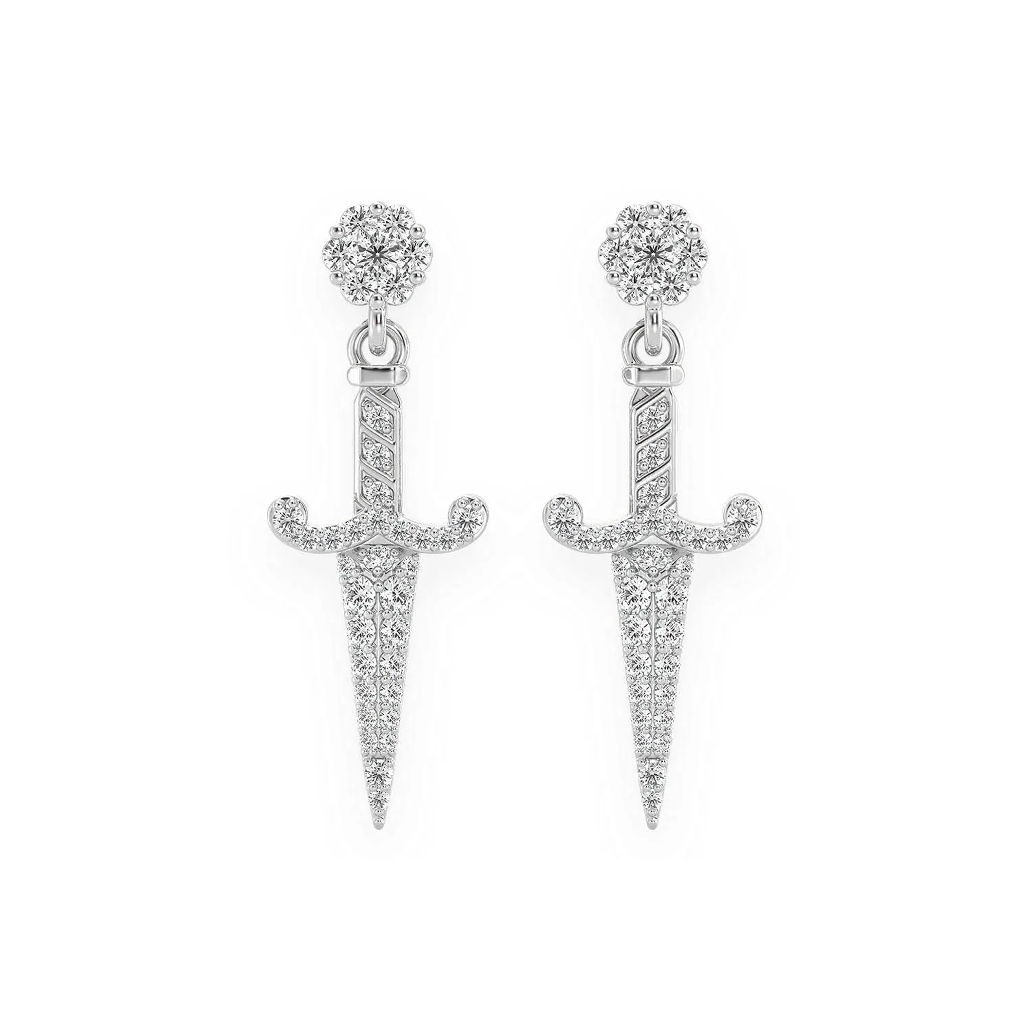 Ancient Sword Diamond Drops - earrings in yellow gold (view 3 of 6)