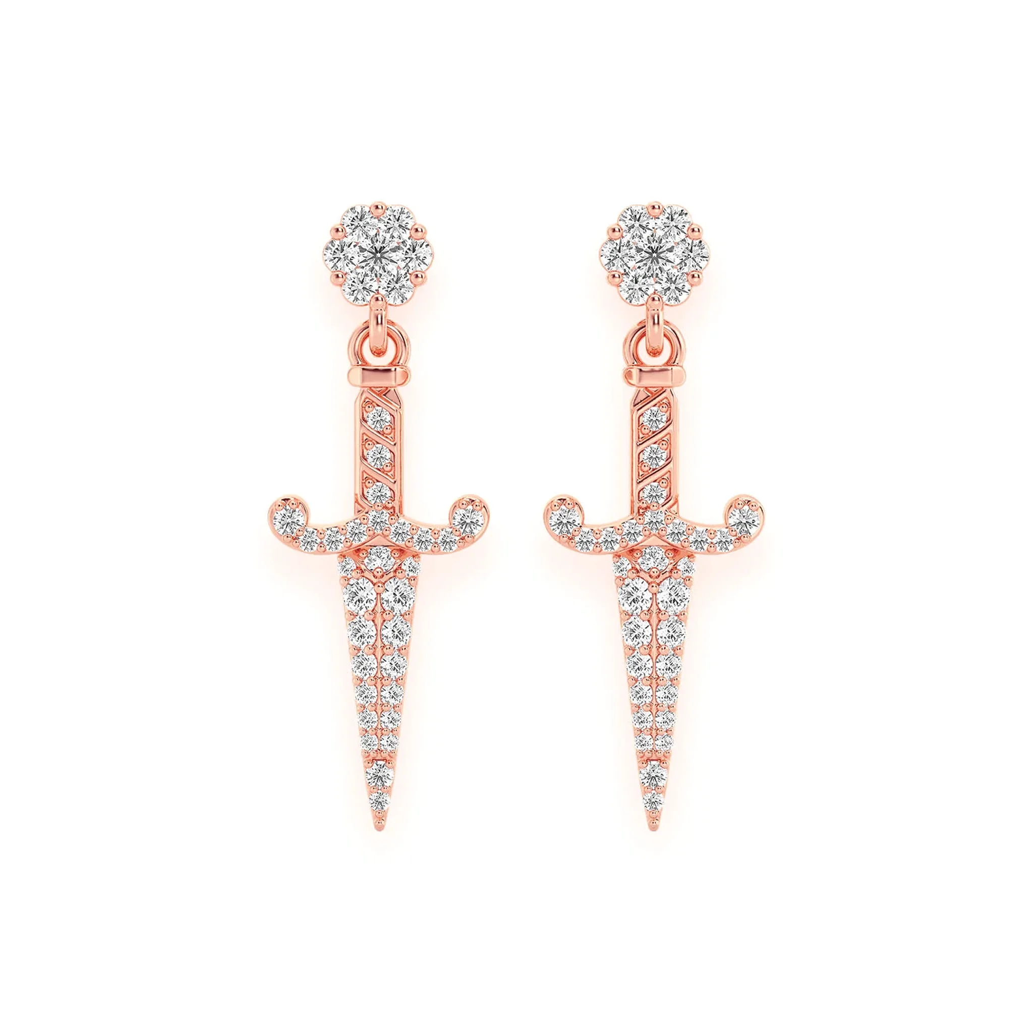 Ancient Sword Diamond Drops - earrings in yellow gold (view 5 of 6)