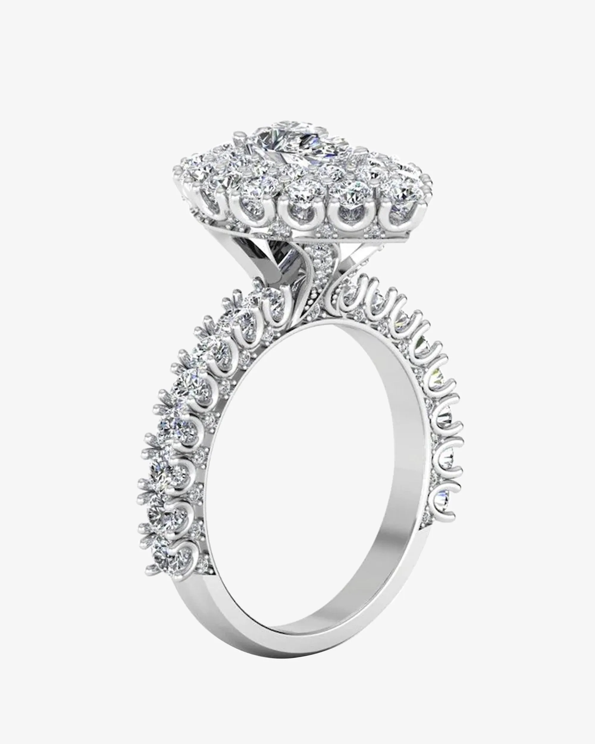 Antique Style Pear Top And Side Halo Moissanite Engagement Ring - in 14k gold (view 2 of 8)