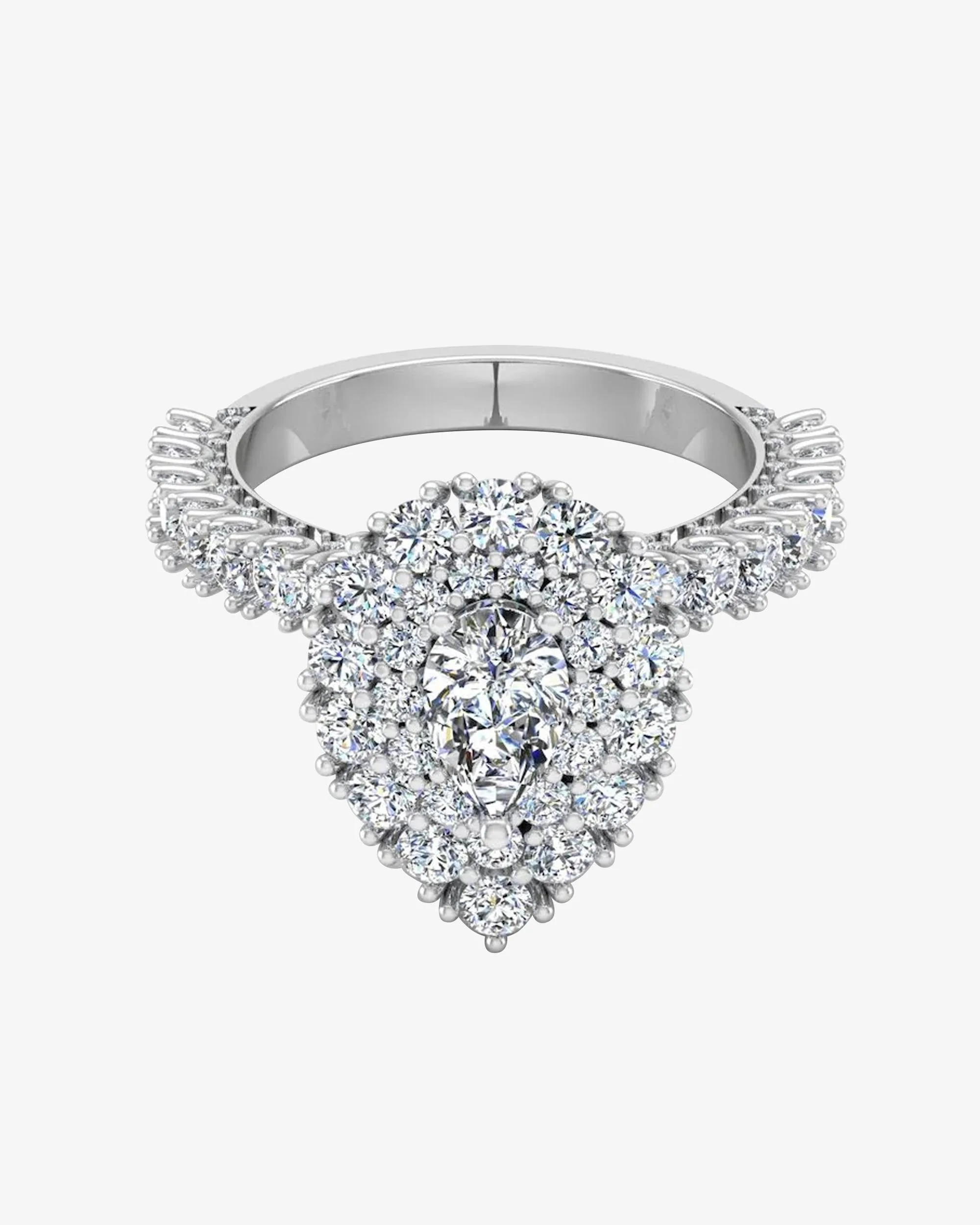 Antique Style Pear Top And Side Halo Moissanite Engagement Ring - in 14k gold (view 3 of 8)