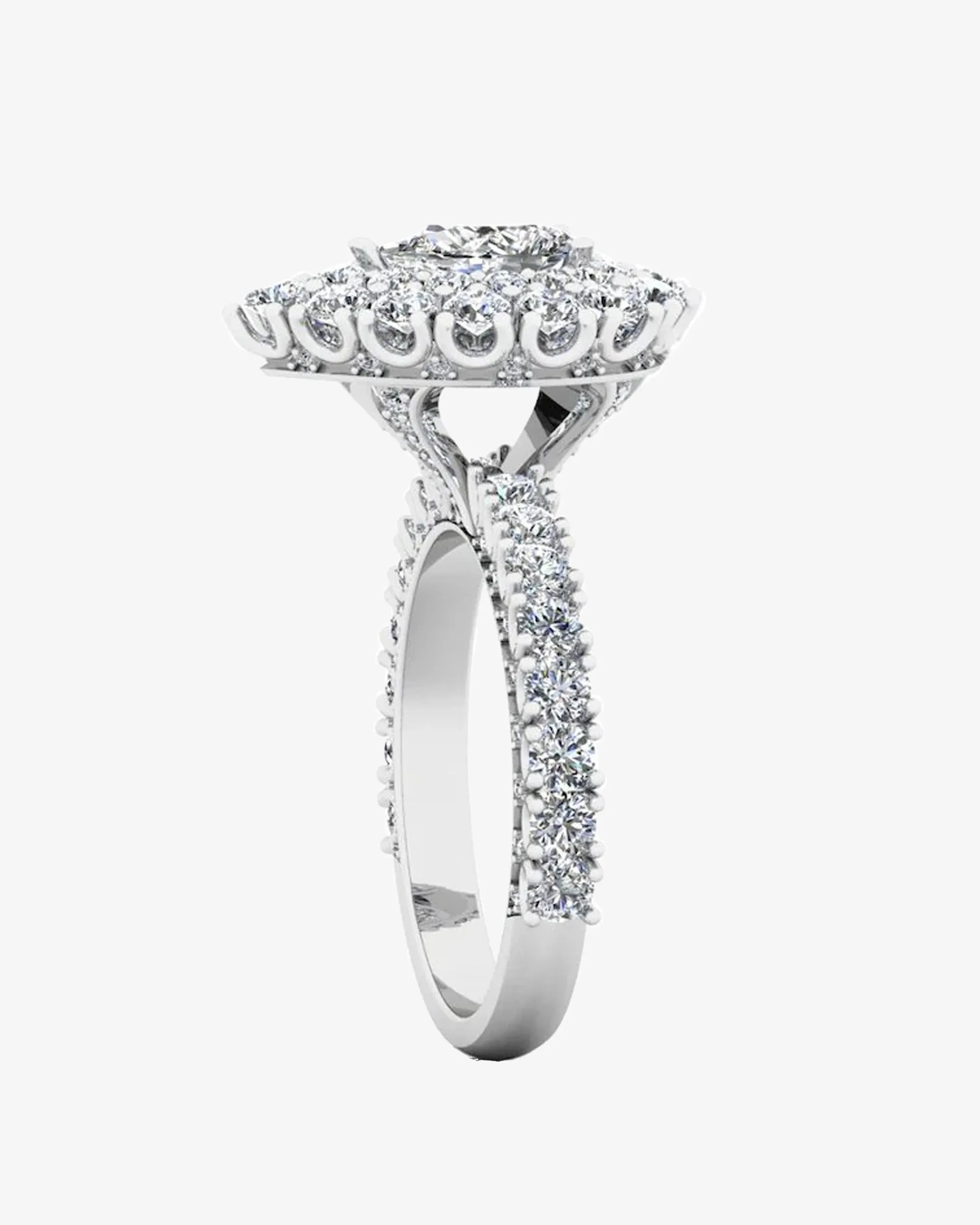 Antique Style Pear Top And Side Halo Moissanite Engagement Ring - in 14k gold (view 4 of 8)