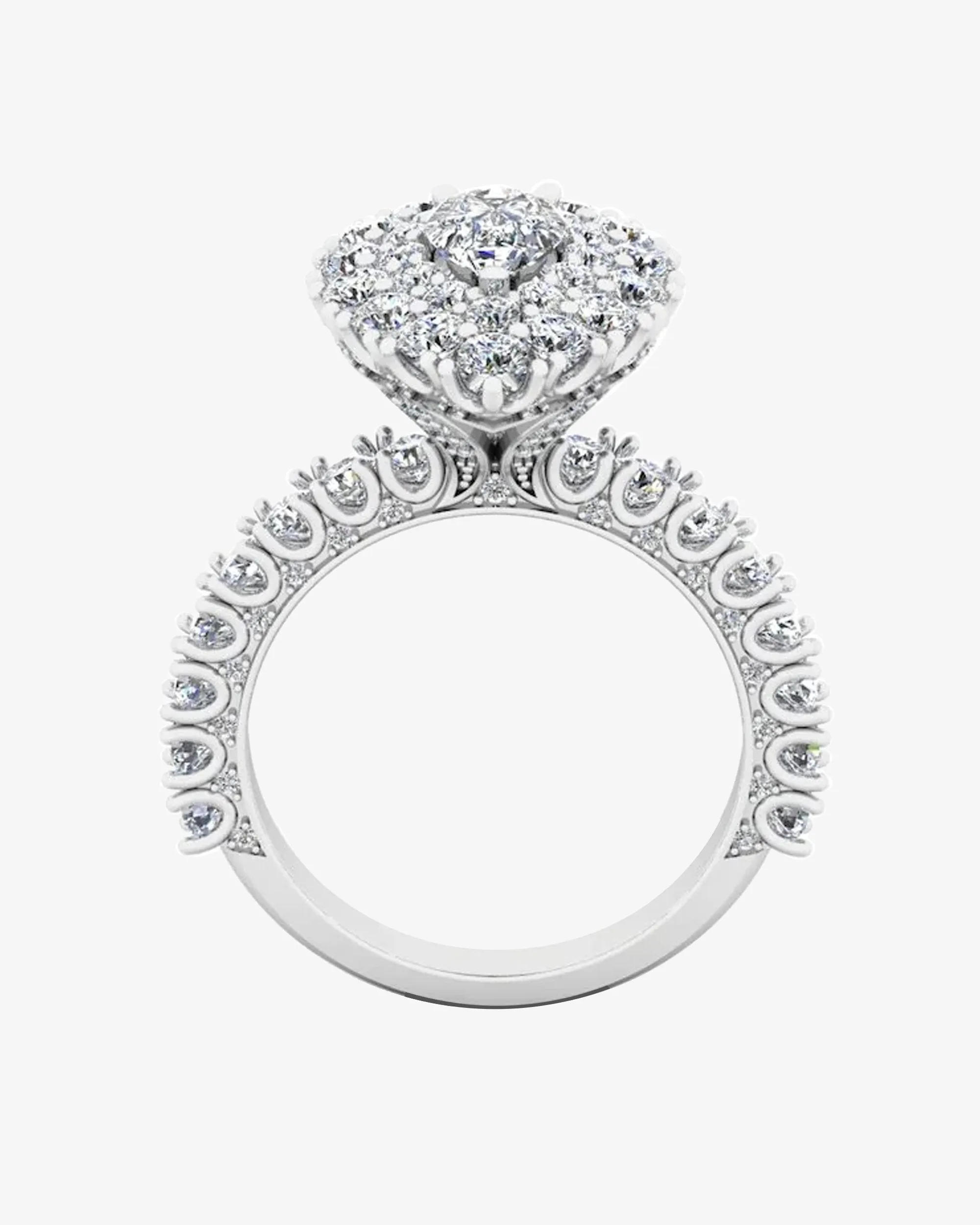 Antique Style Pear Top And Side Halo Moissanite Engagement Ring - in 14k gold (view 6 of 8)