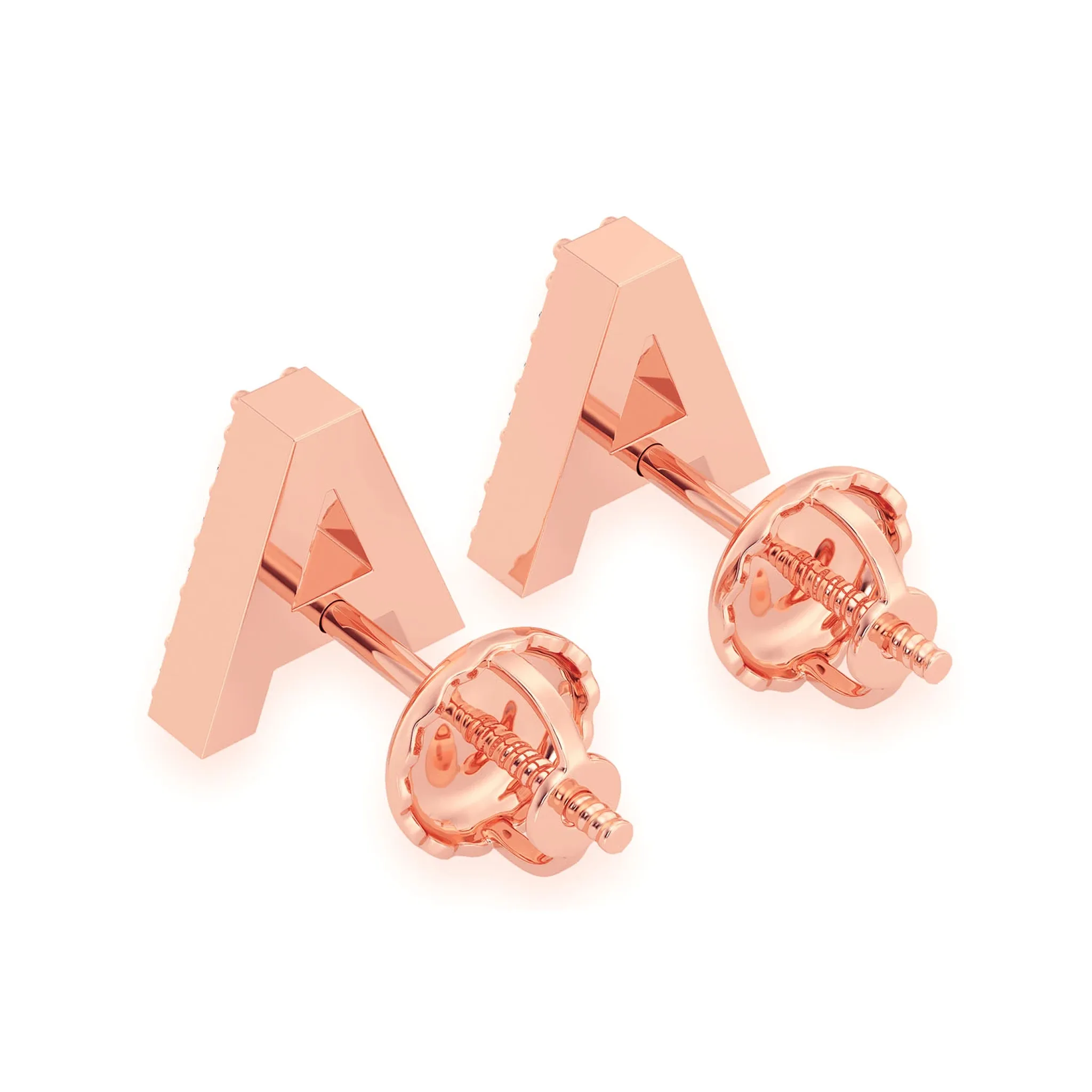 Any Letter Diamond Stud Earrings - in yellow gold (view 11 of 12)