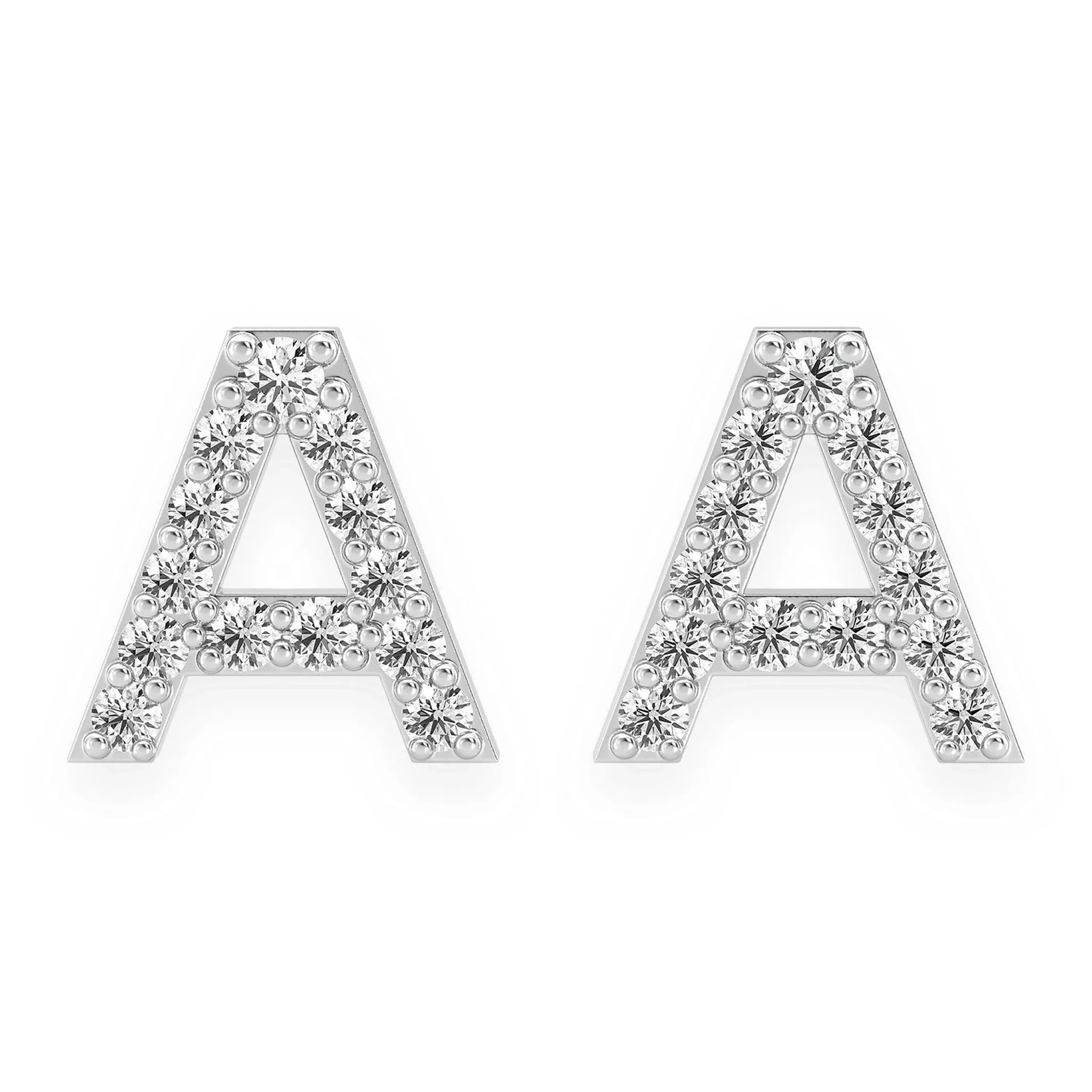 Any Letter Diamond Stud Earrings - in yellow gold (view 5 of 12)