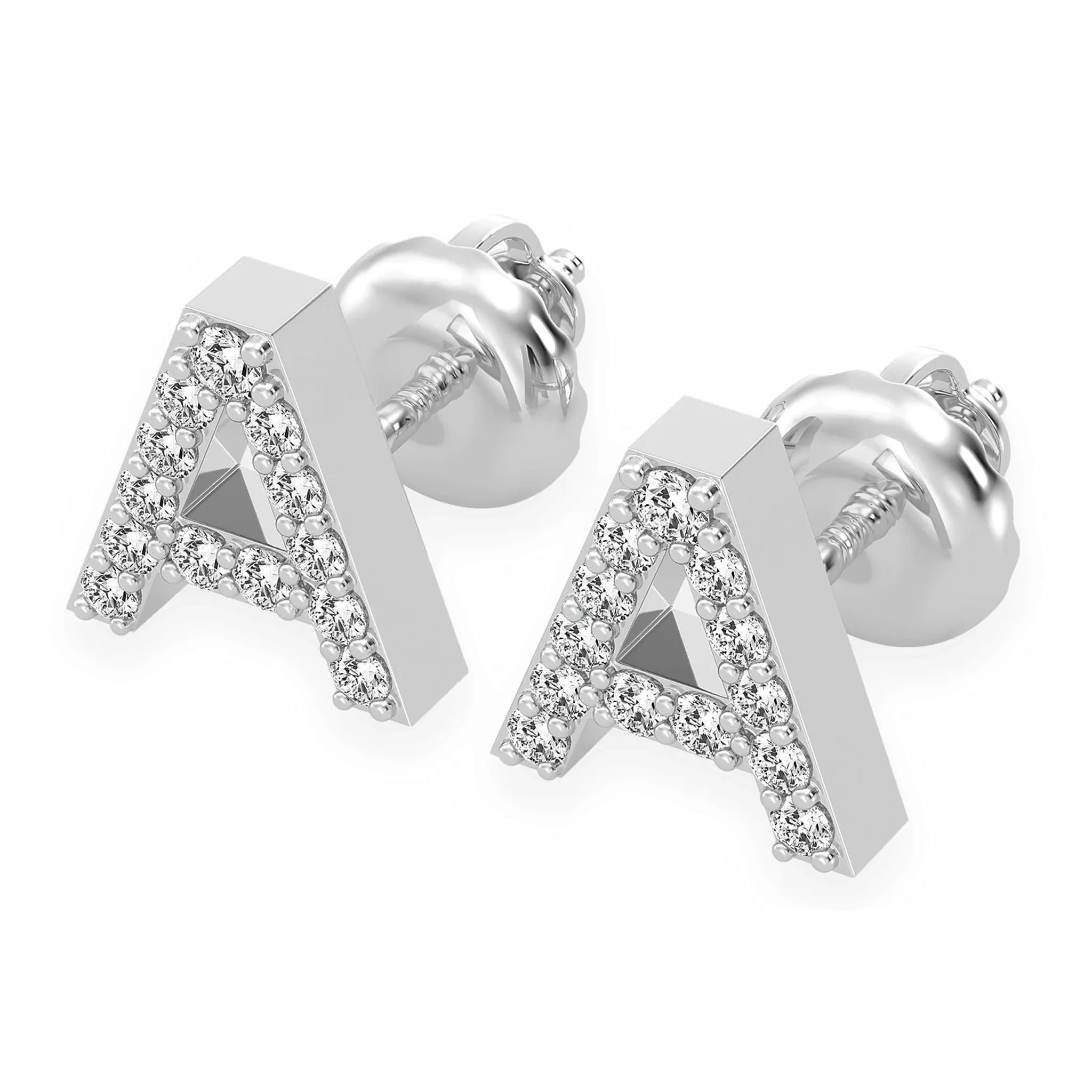 Any Letter Diamond Stud Earrings - in yellow gold (view 6 of 12)
