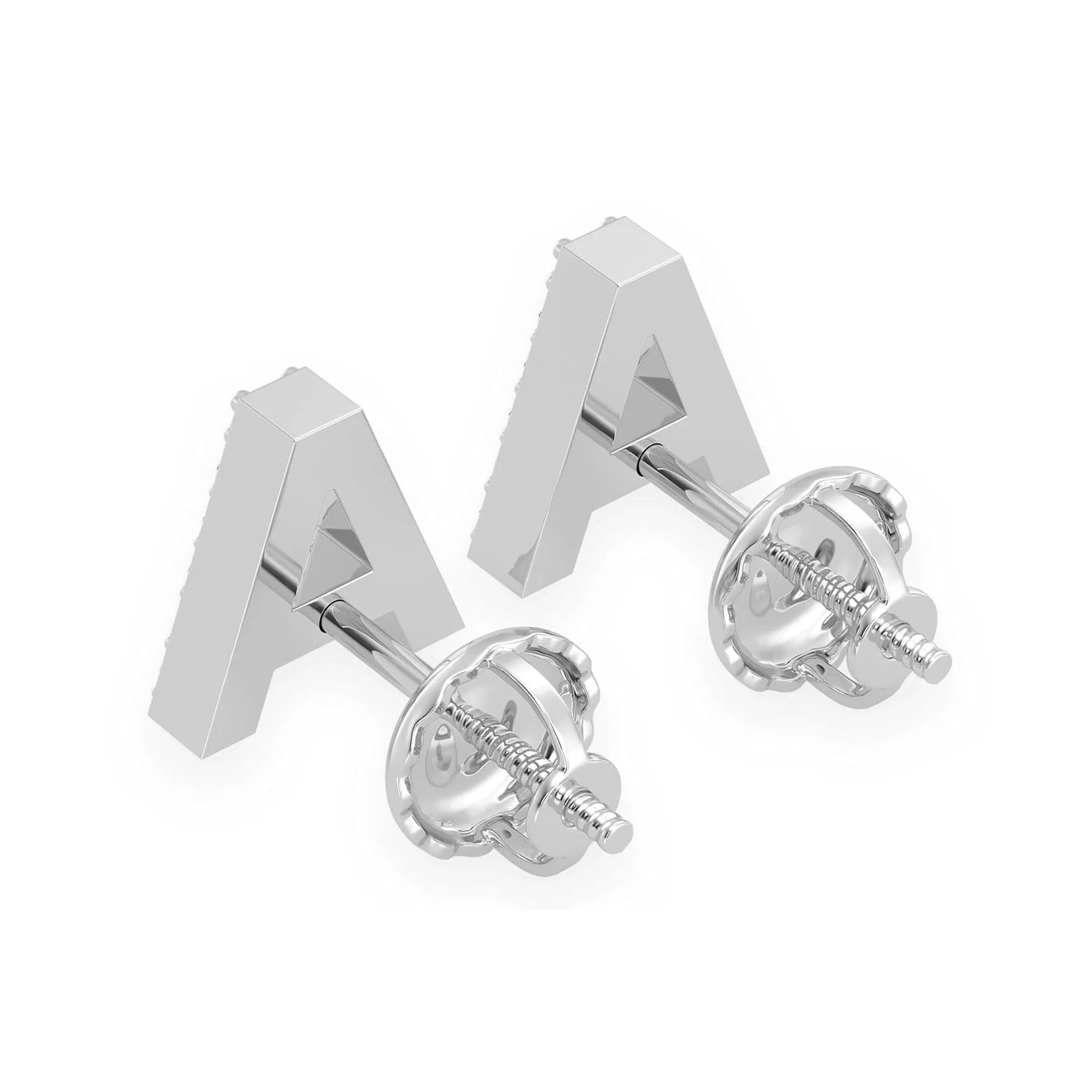 Any Letter Diamond Stud Earrings - in yellow gold (view 7 of 12)