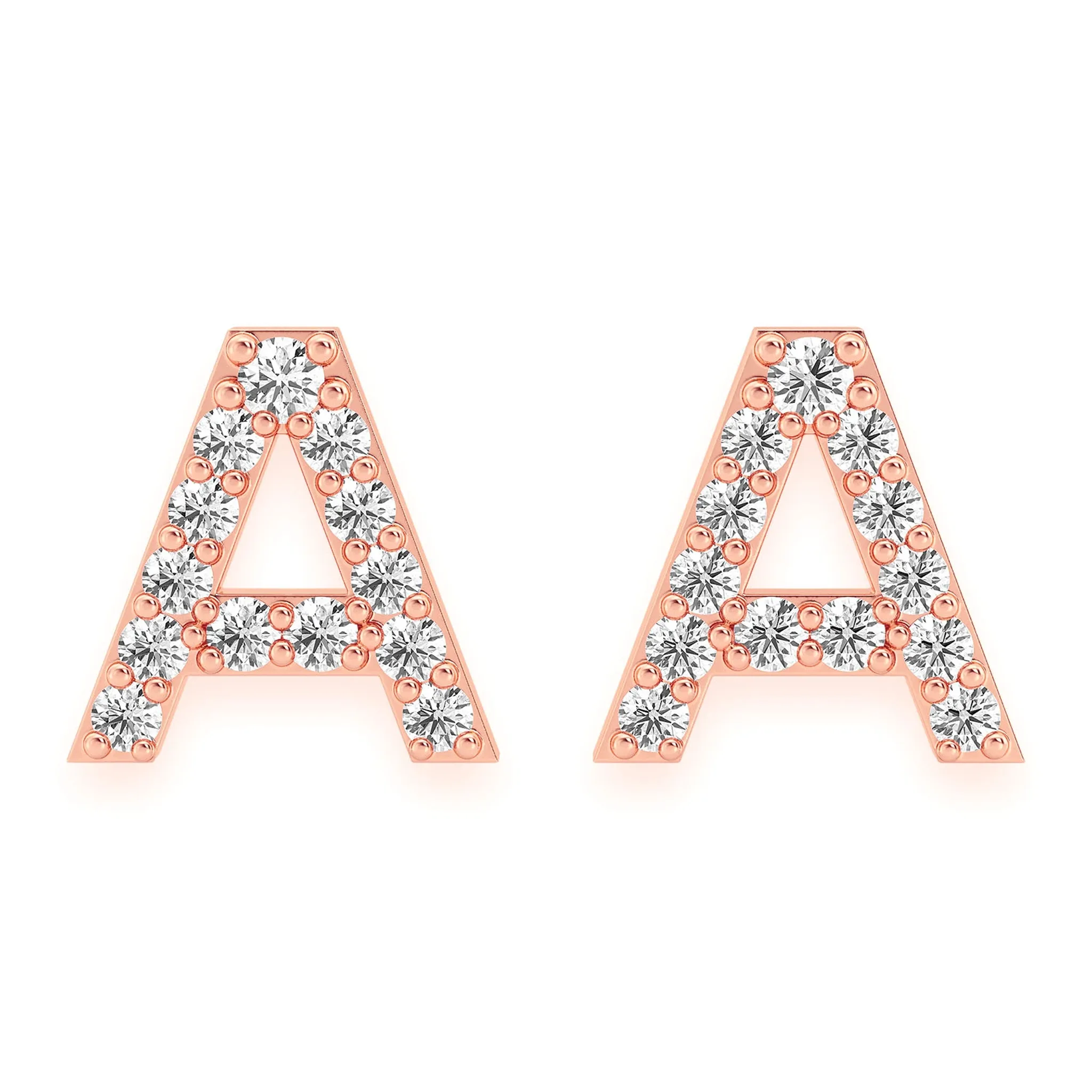 Any Letter Diamond Stud Earrings - in yellow gold (view 9 of 12)
