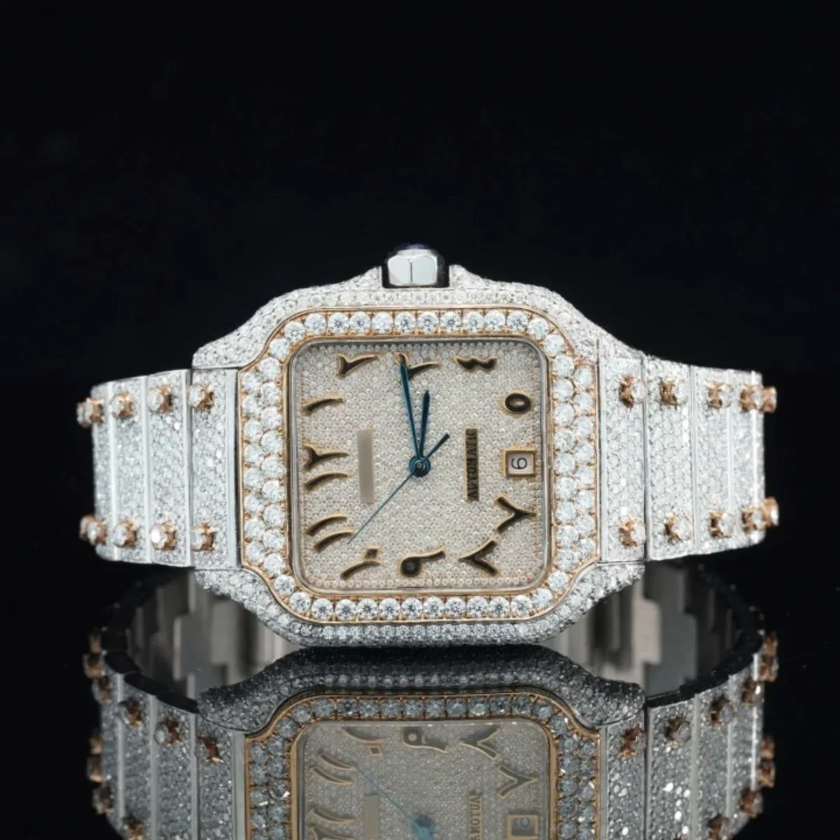 Arabic Number Iced Out Automatic Moissanite Watch For Men