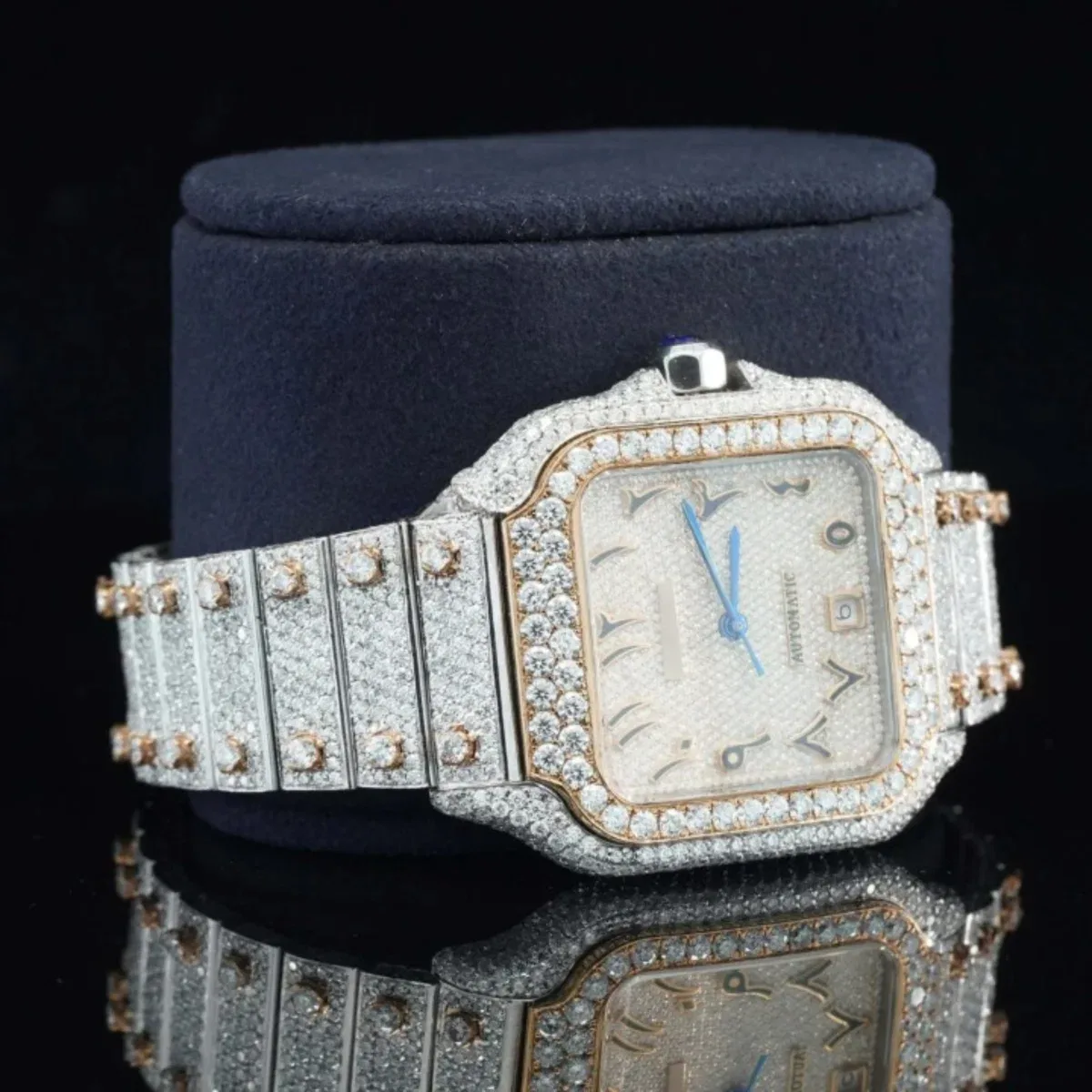 Arabic Number Iced Out Automatic Moissanite Watch For Men (view 2 of 6)