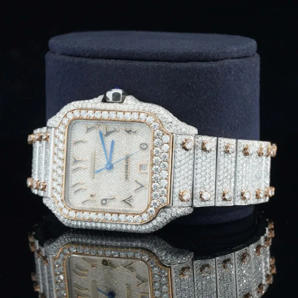Arabic Number Iced Out Automatic Moissanite Watch For Men (view 3 of 6)