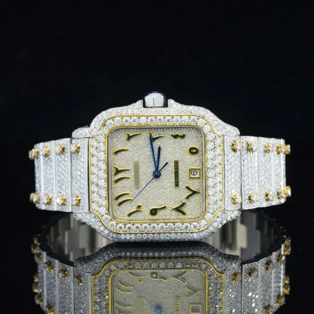 Arabic Number Iced Out Automatic Moissanite Watch For Men (view 5 of 6)
