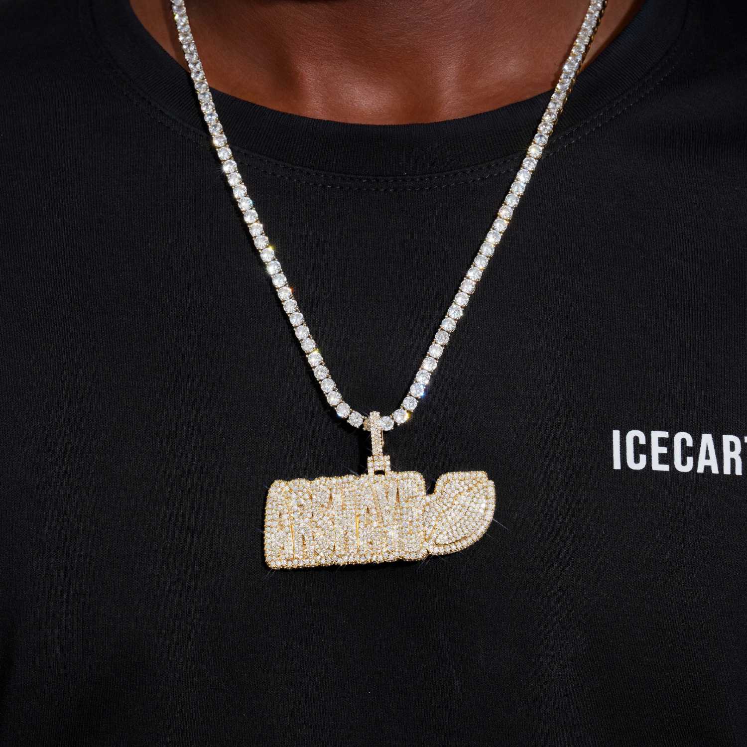 "ARSHAYE" Moissanite Custom Name Pendant 14K Gold (view 2 of 4)
