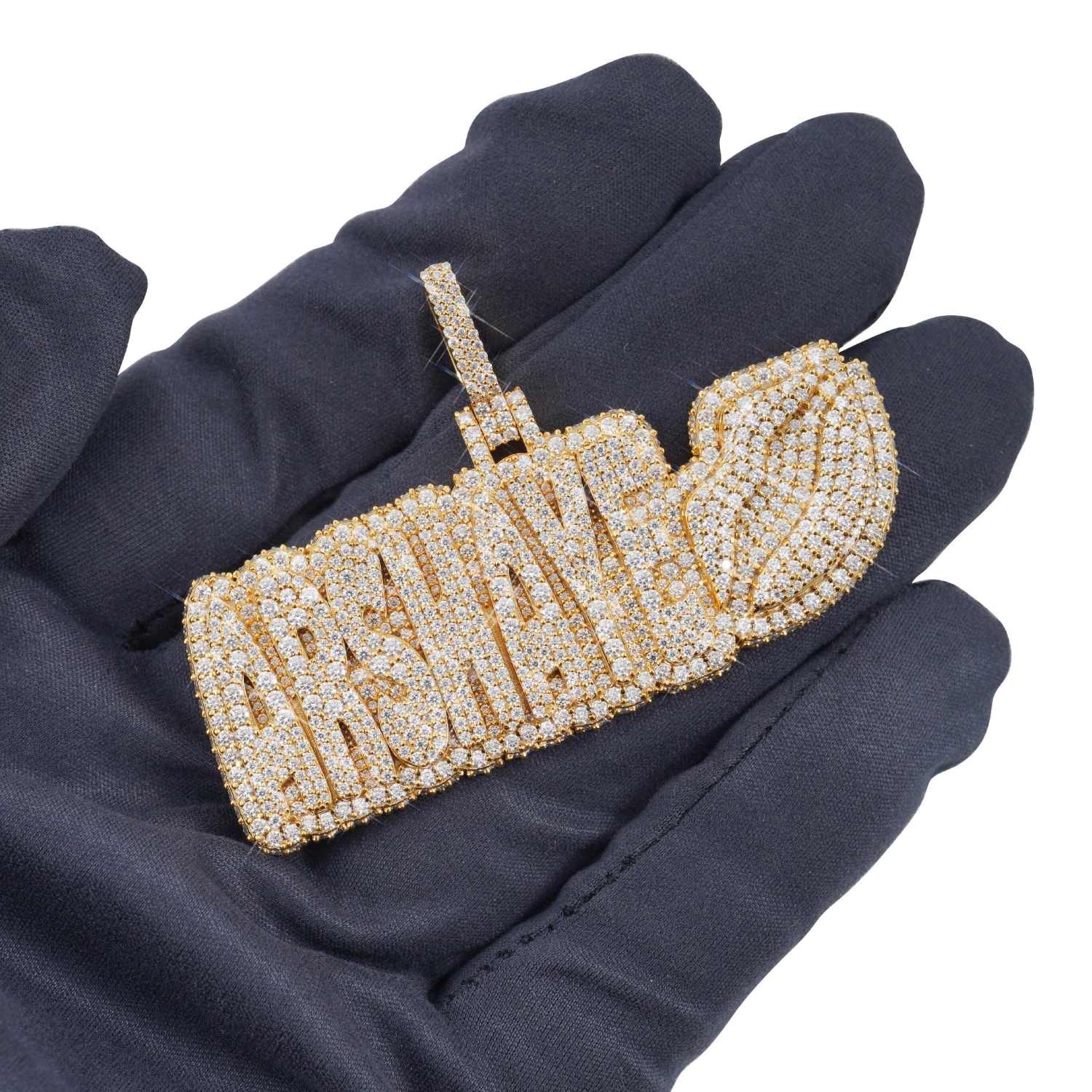 "ARSHAYE" Moissanite Custom Name Pendant 14K Gold (view 3 of 4)