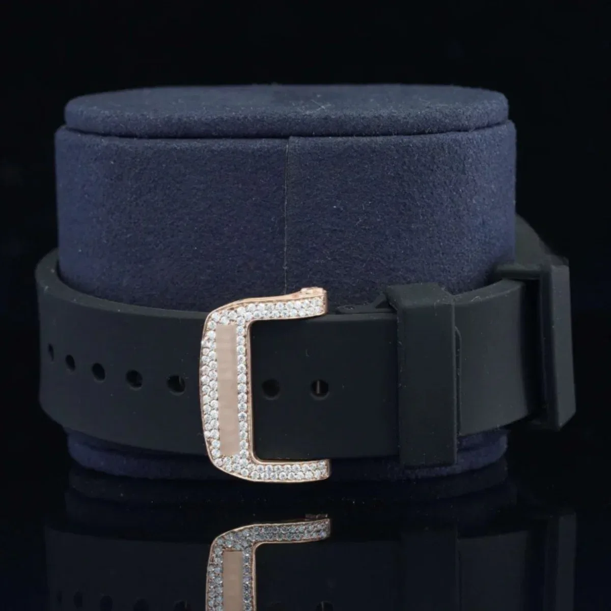 Attractive Iced Out Black Rubber Belt Automatic Moissanite Watch For Men (view 6 of 6)