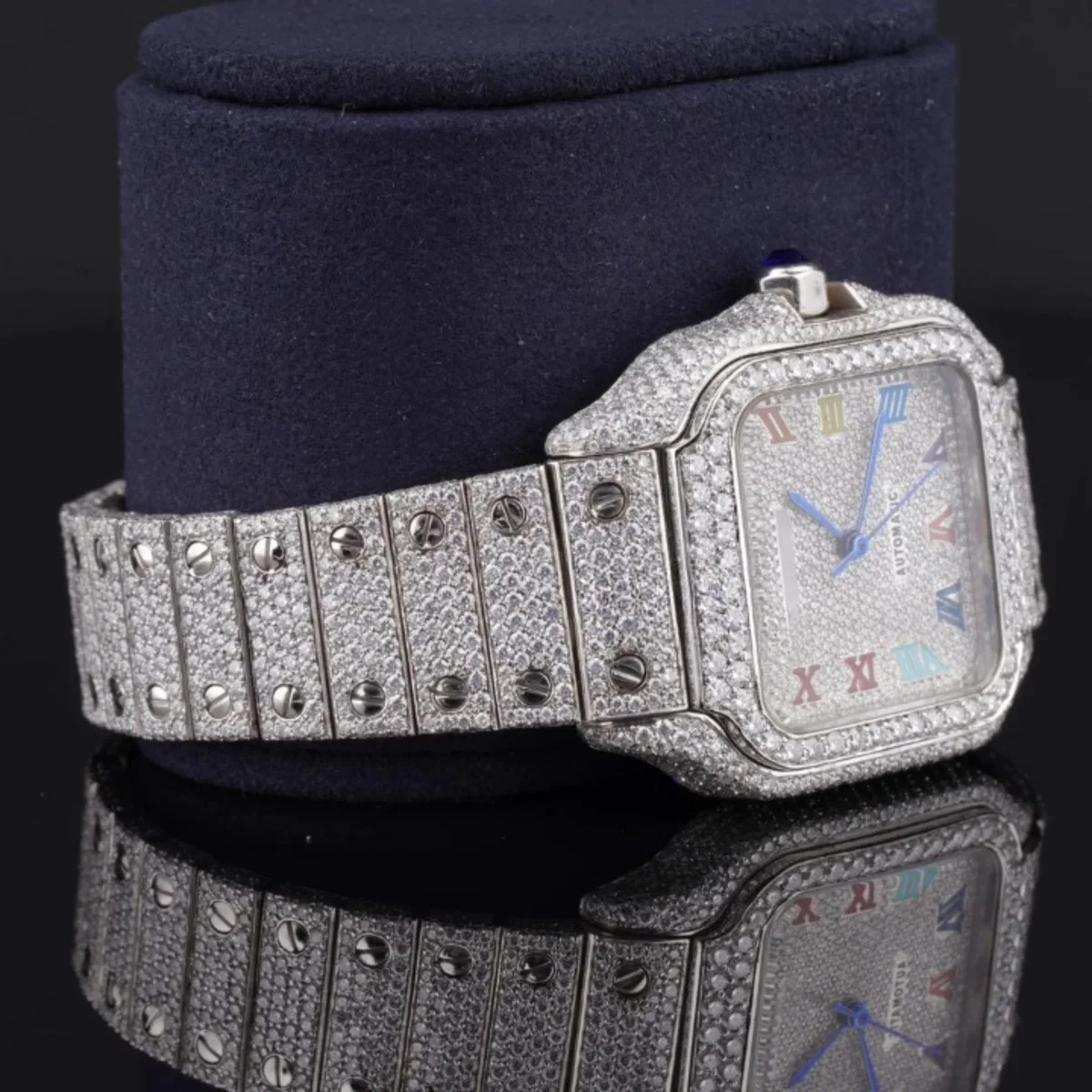Automatic Moissanite Watch With Rainbow Color Number (view 2 of 5)