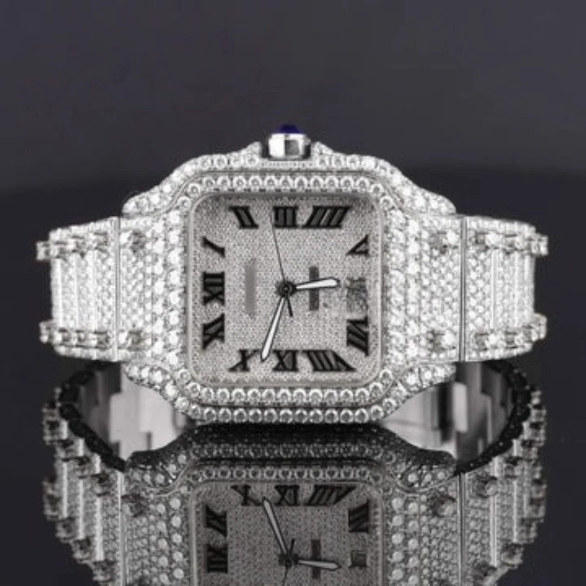 Automatic Roman Number Automatic Movement Moissanite Watch (view 2 of 7)