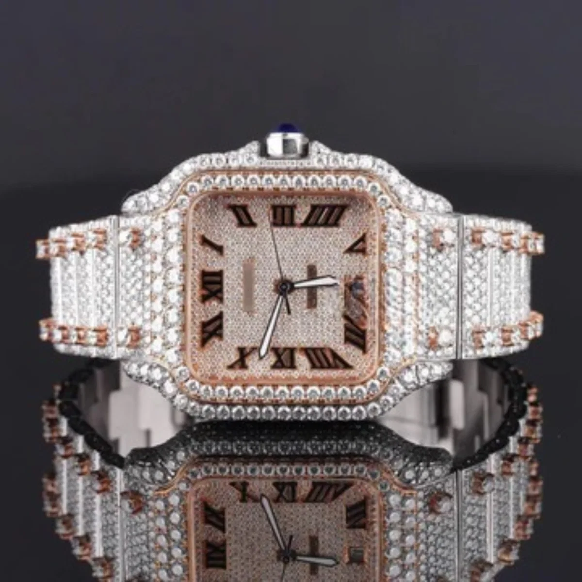 Automatic Roman Number Automatic Movement Moissanite Watch (view 3 of 7)