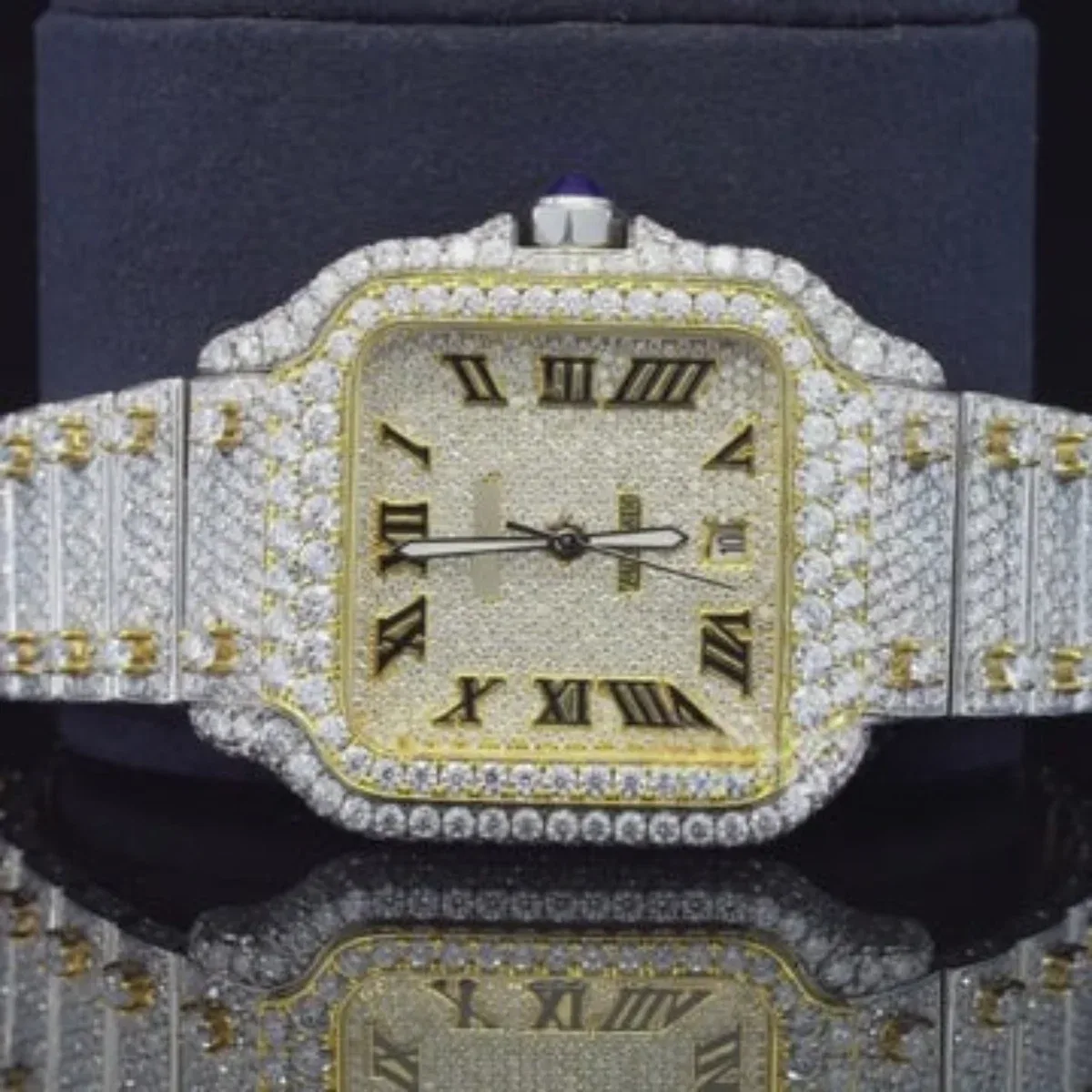 Automatic Roman Number Automatic Movement Moissanite Watch (view 4 of 7)