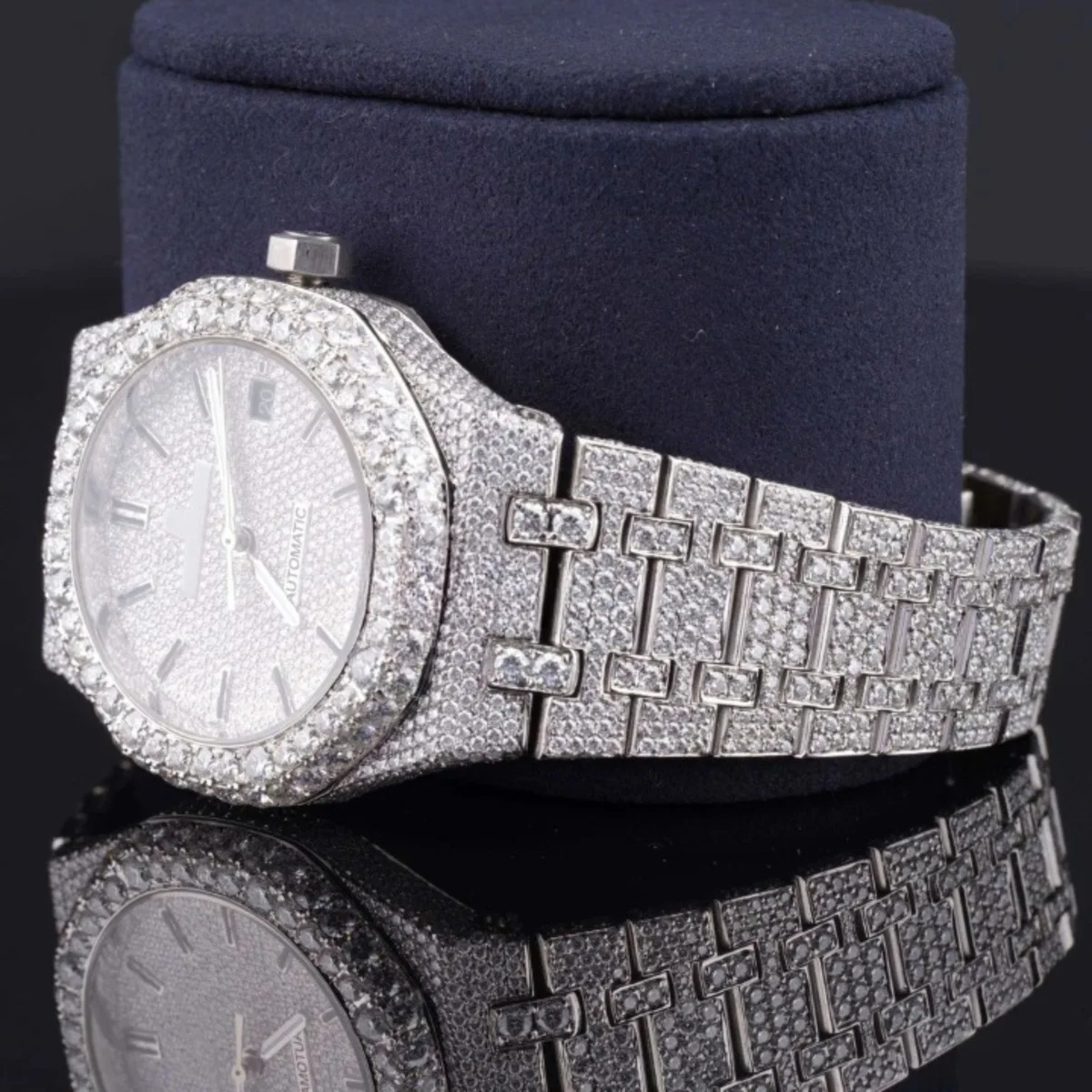 Awesome Automatic Moissanite Watch For Men Sapphire Crystal Glass (view 5 of 6)