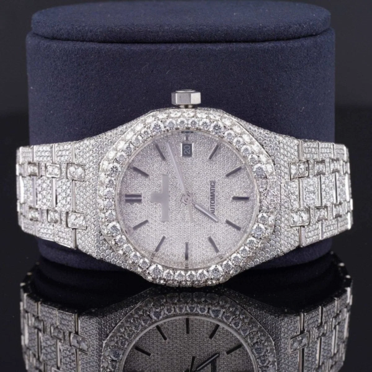 Awesome Automatic Moissanite Watch For Men Sapphire Crystal Glass