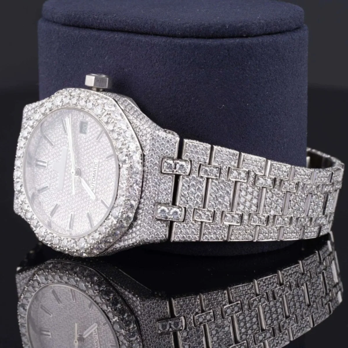 Awesome Automatic Moissanite Watch For Men Sapphire Crystal Glass (view 3 of 4)