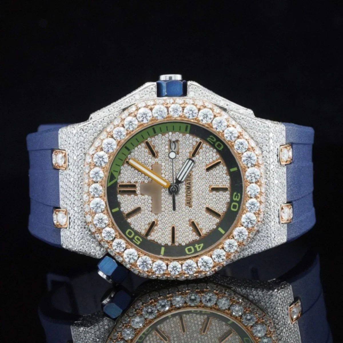 Awesome Diamond Iced Out Chronograph Wrist Moissanite Watch (view 2 of 6)