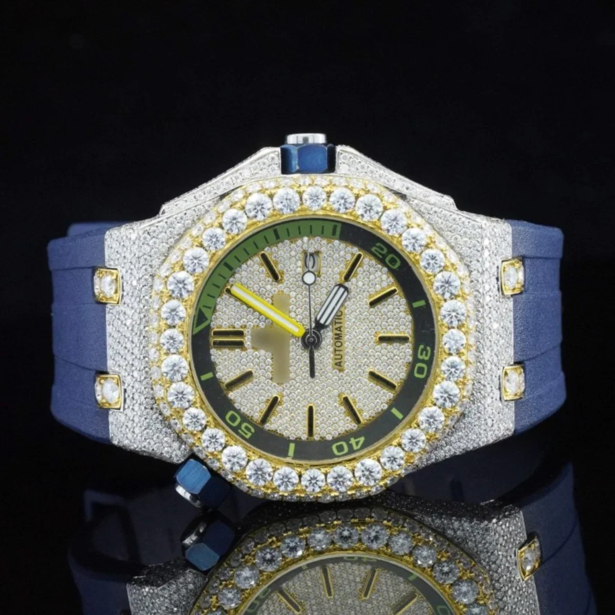 Awesome Diamond Iced Out Chronograph Wrist Moissanite Watch (view 3 of 6)