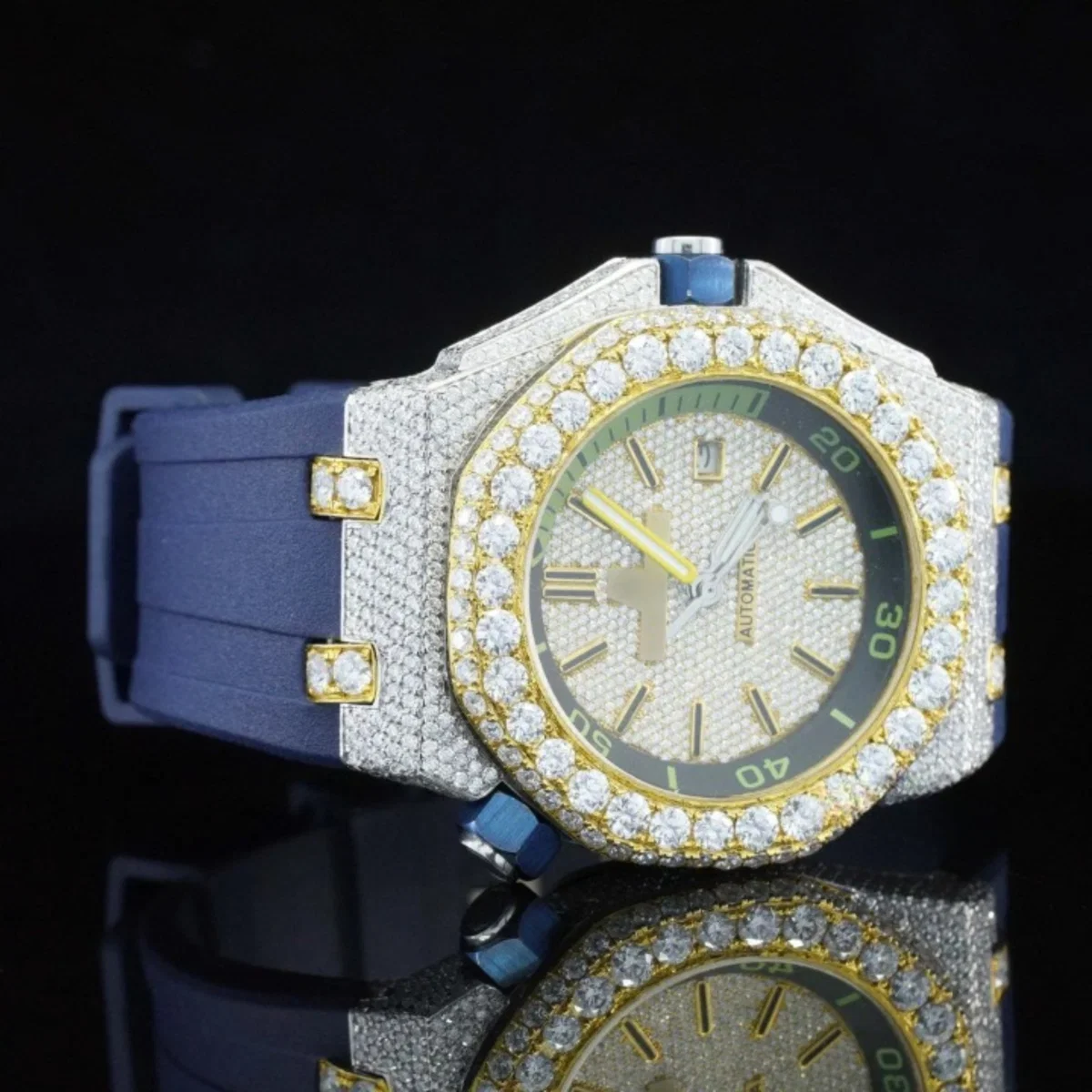 Awesome Diamond Iced Out Chronograph Wrist Moissanite Watch (view 4 of 6)